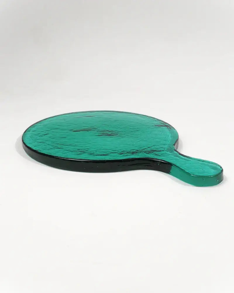 Hammered Glass Round Serving Board: Clear