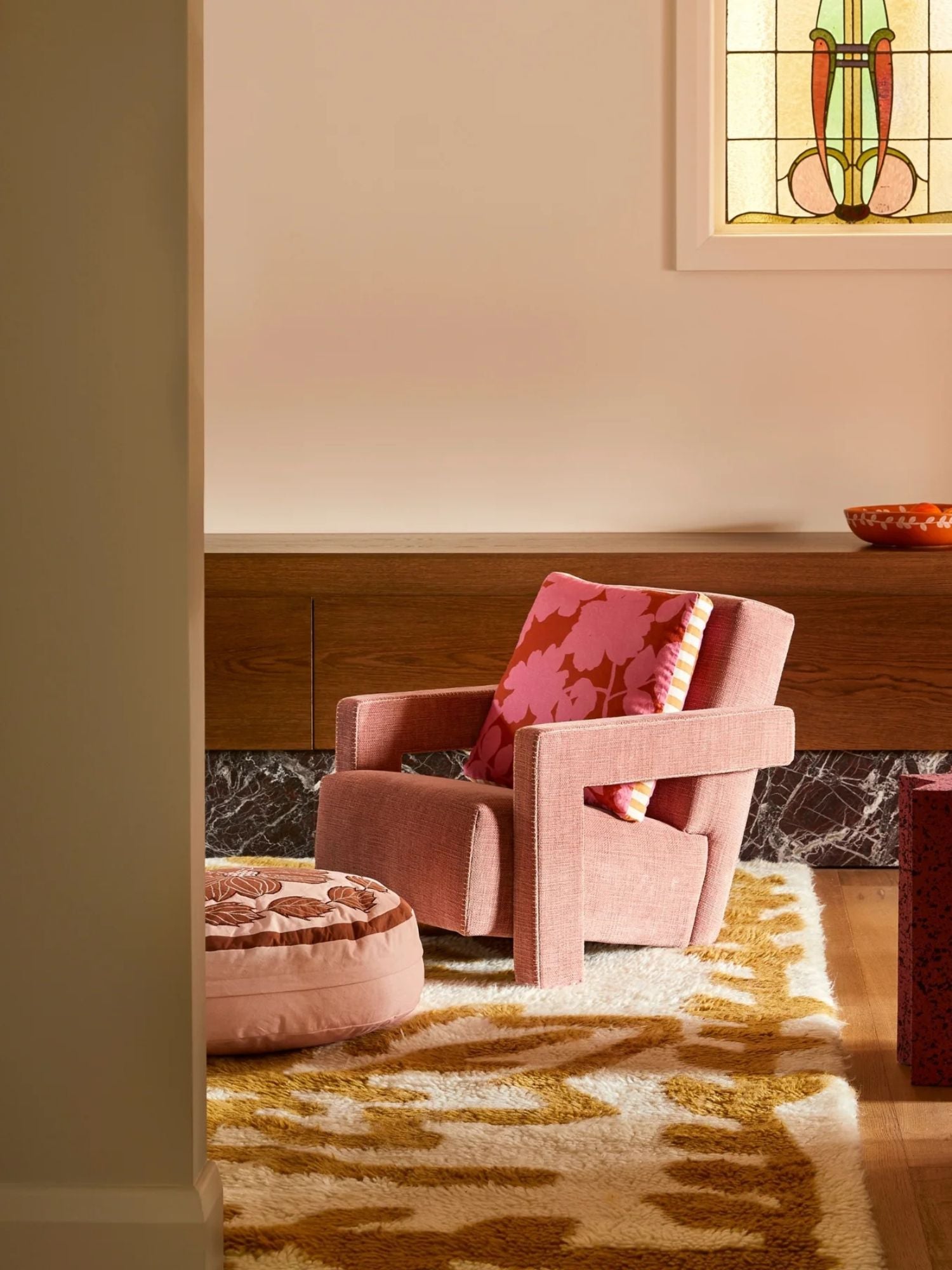 Bonnie & Neil - Pink Floral Cushion | Carmine Pink