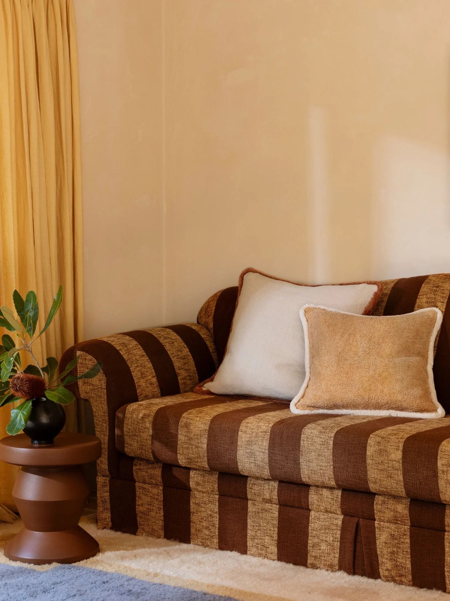 Bonnie & Neil - Tan Knotted Cotton Cushion | Grain Tan