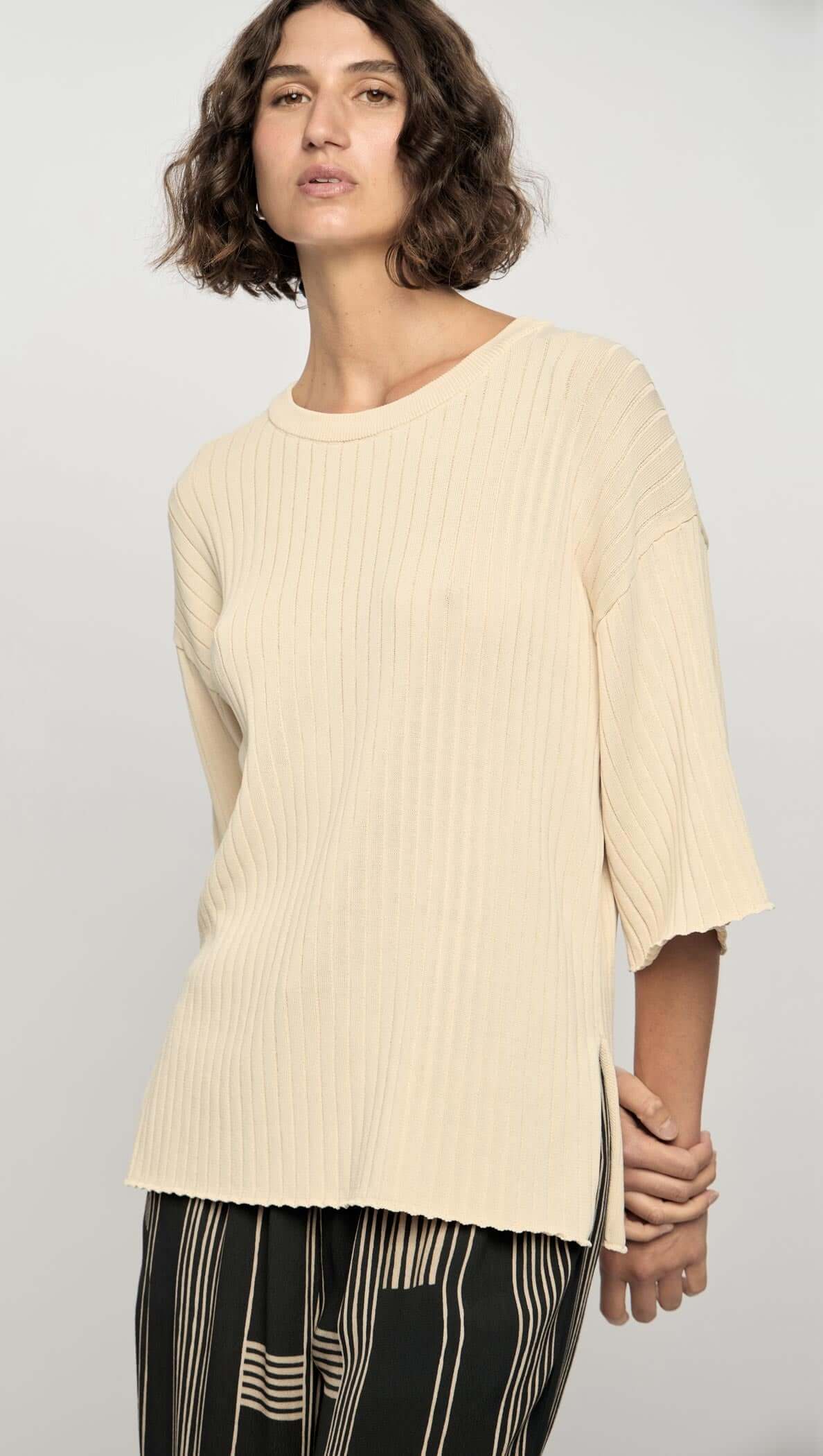 Harper Ribbed Knit Top | Vanilla