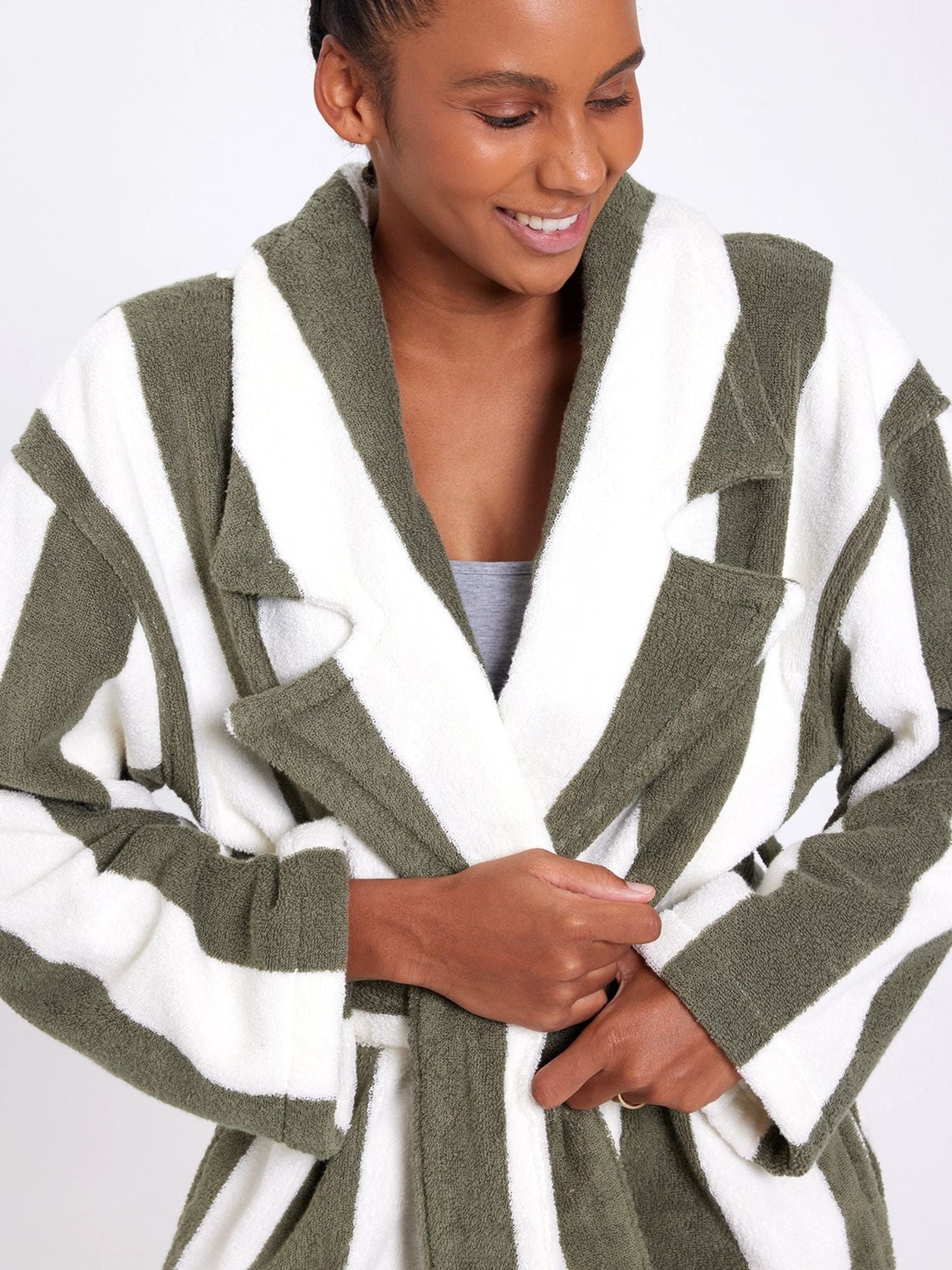 Hommey Robe | Matcha Stripes