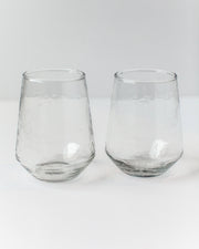 Handblown Hammered Glass Water Tumbler - Set of 2: Clear