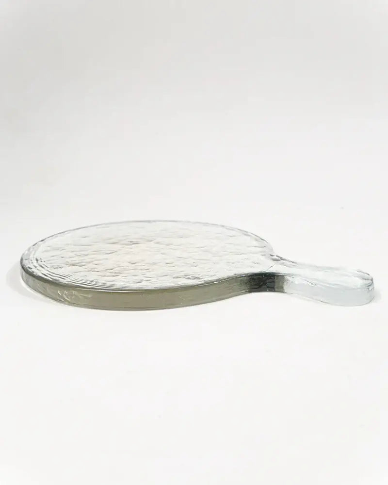 Hammered Glass Round Serving Board: Clear