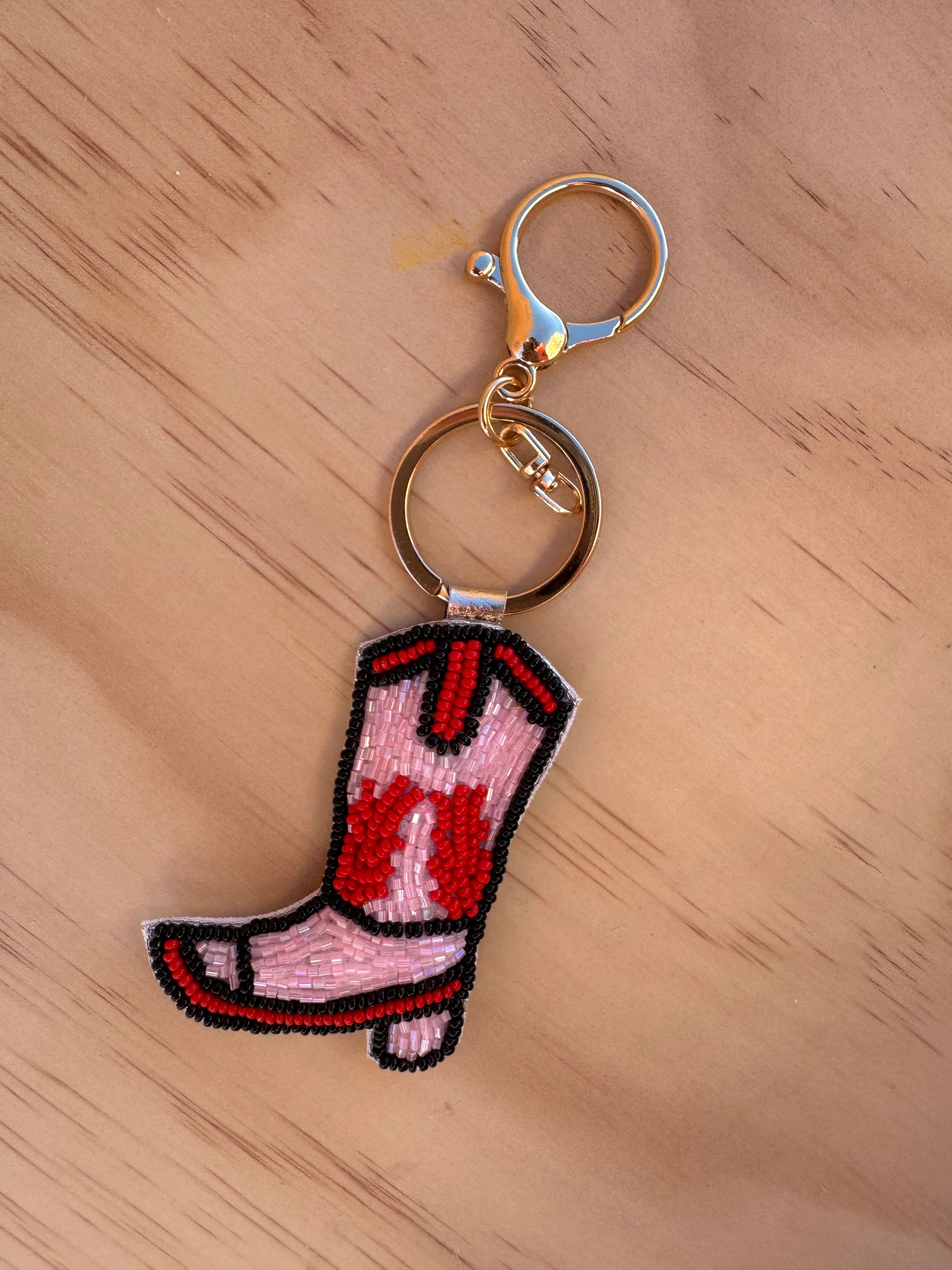 Pink Cowboy Boot Keyring