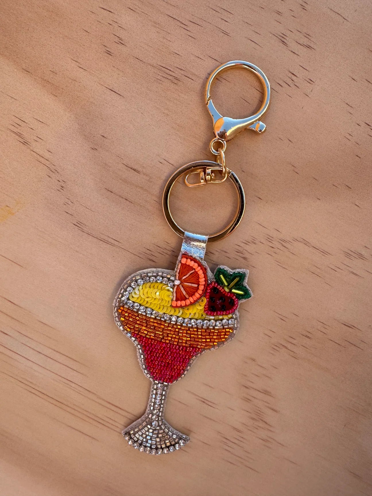 Cocktail Beaded Keychain | Orange Daquiri