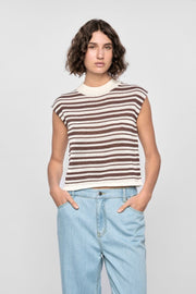 Staple The Label - Palmer Stripe Knit Tank | White\espresso