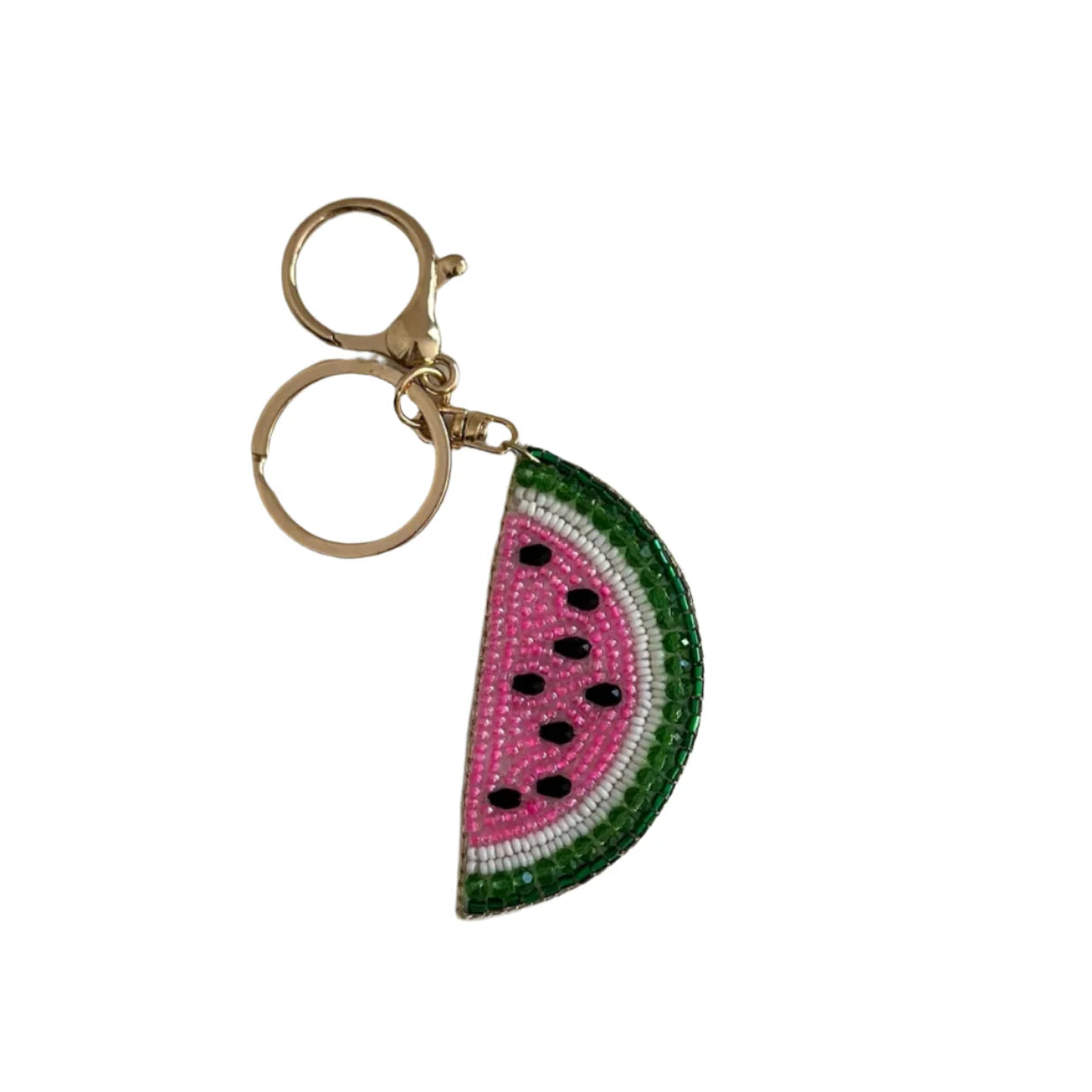 Watermelon Pink Beaded Keychain