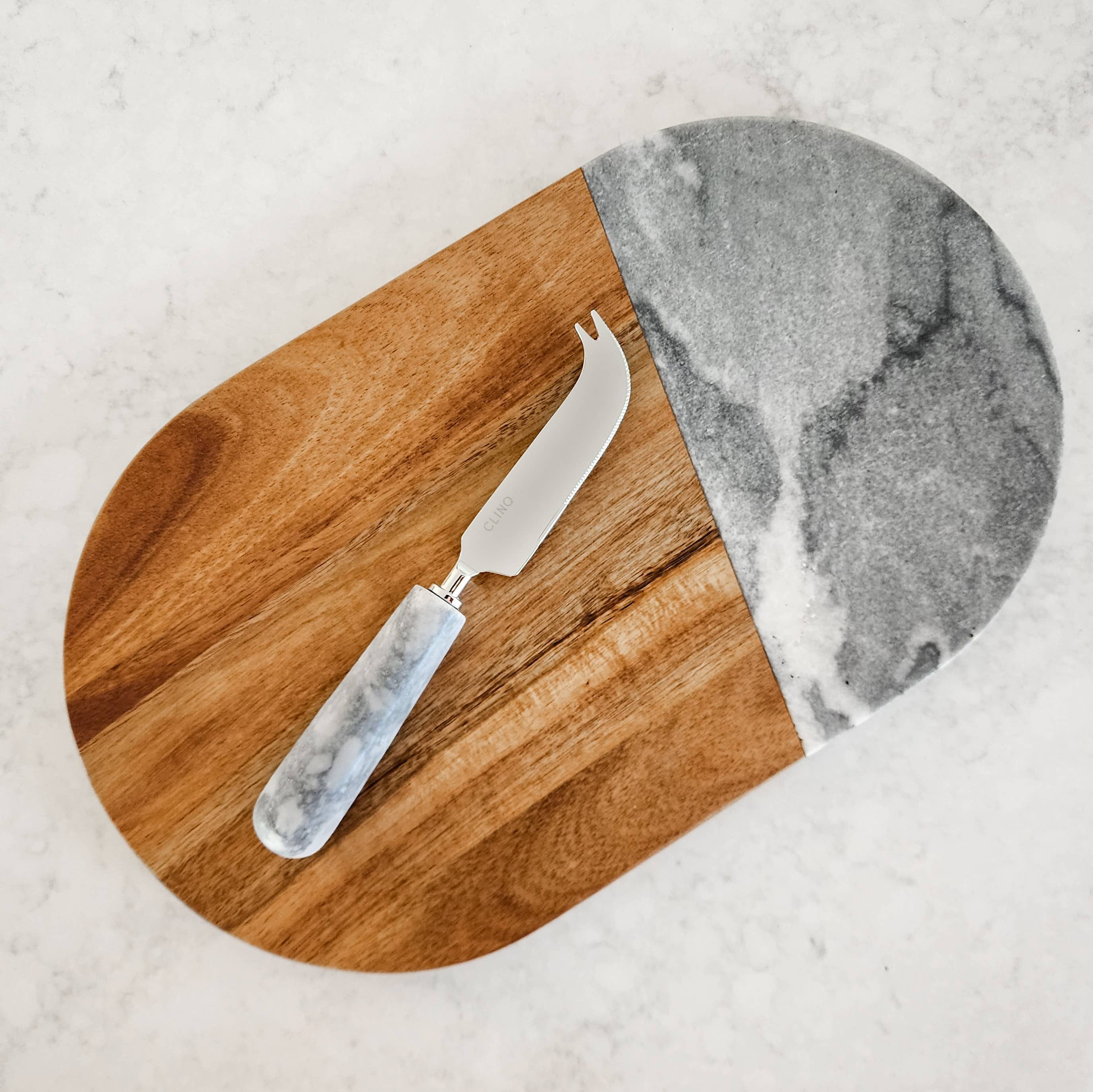 Grey Marble Timber Cheese Knife