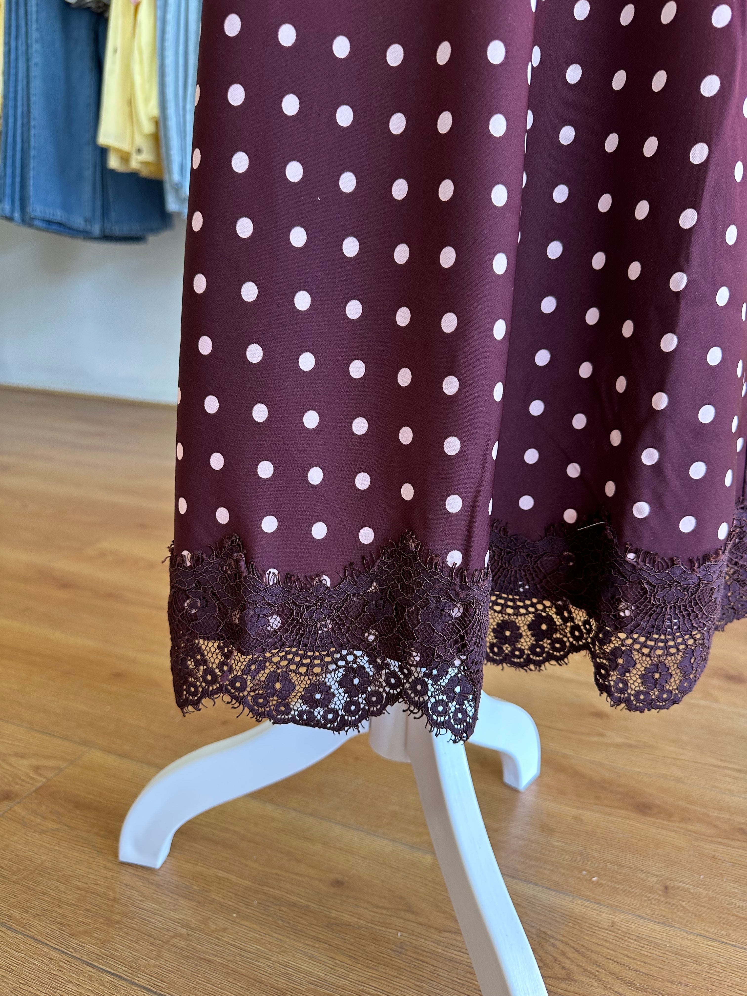Burgundy/Pink Polka Dot Skirt
