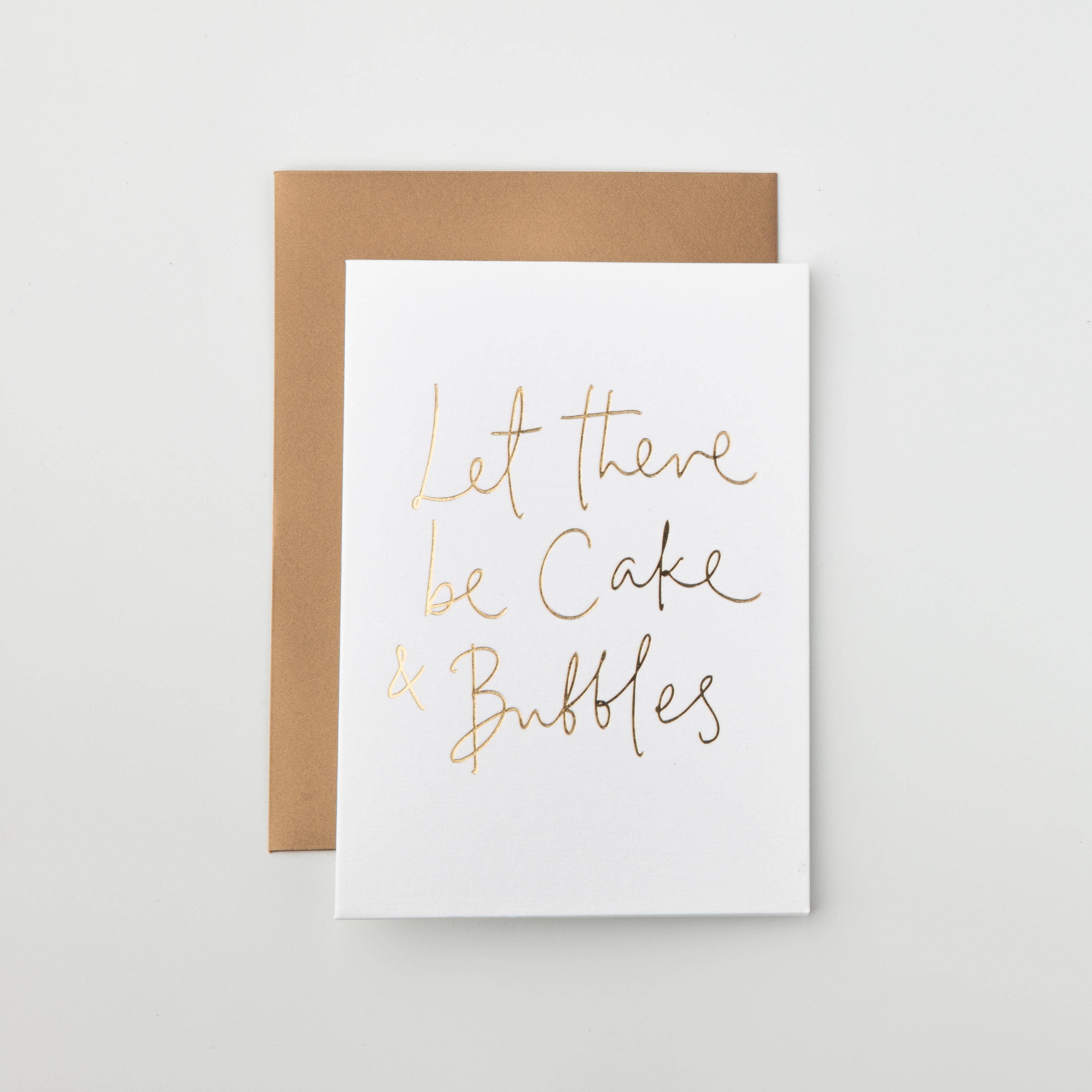 Let There Be Cake & Bubbles (White) Greeting Card