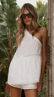 Lebeau One Shoulder Top | White