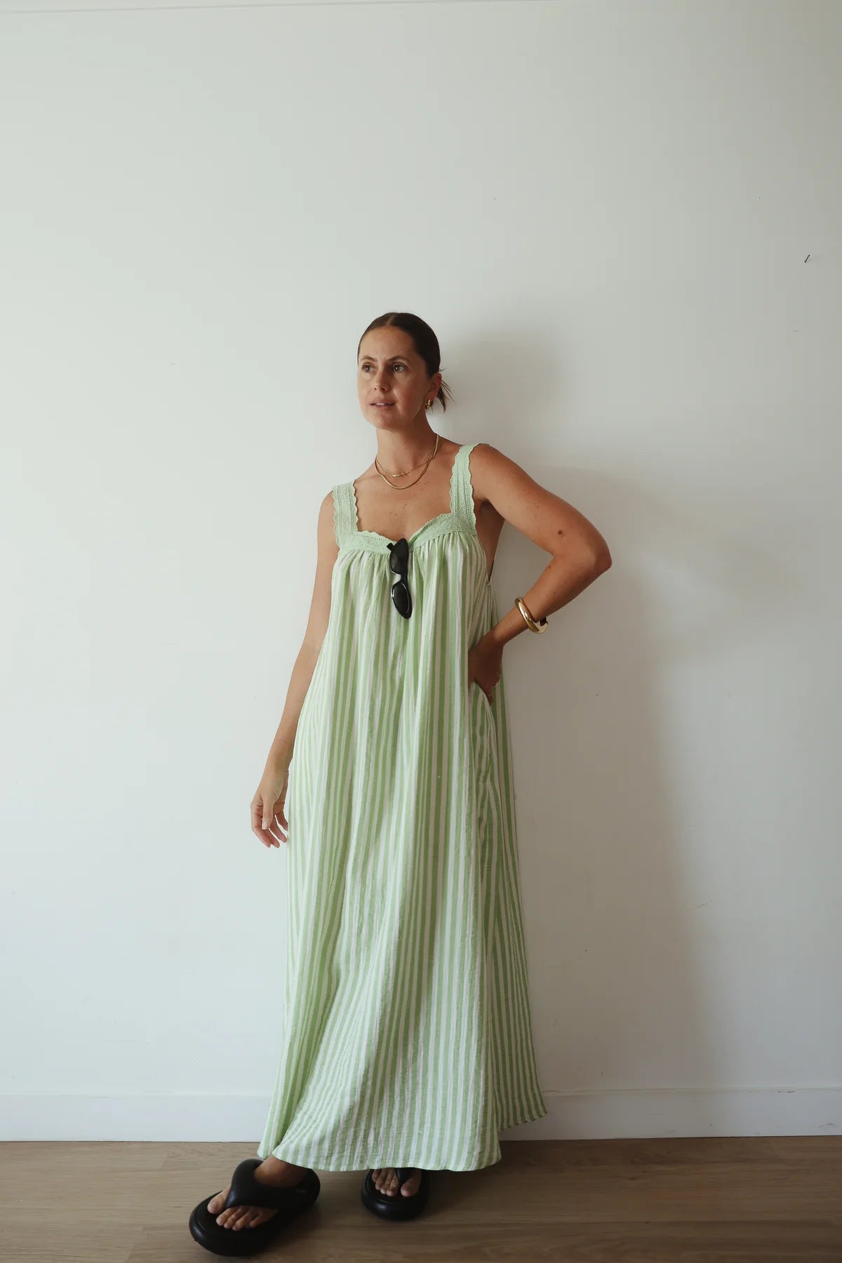 The Juno Slip | Green Stripe