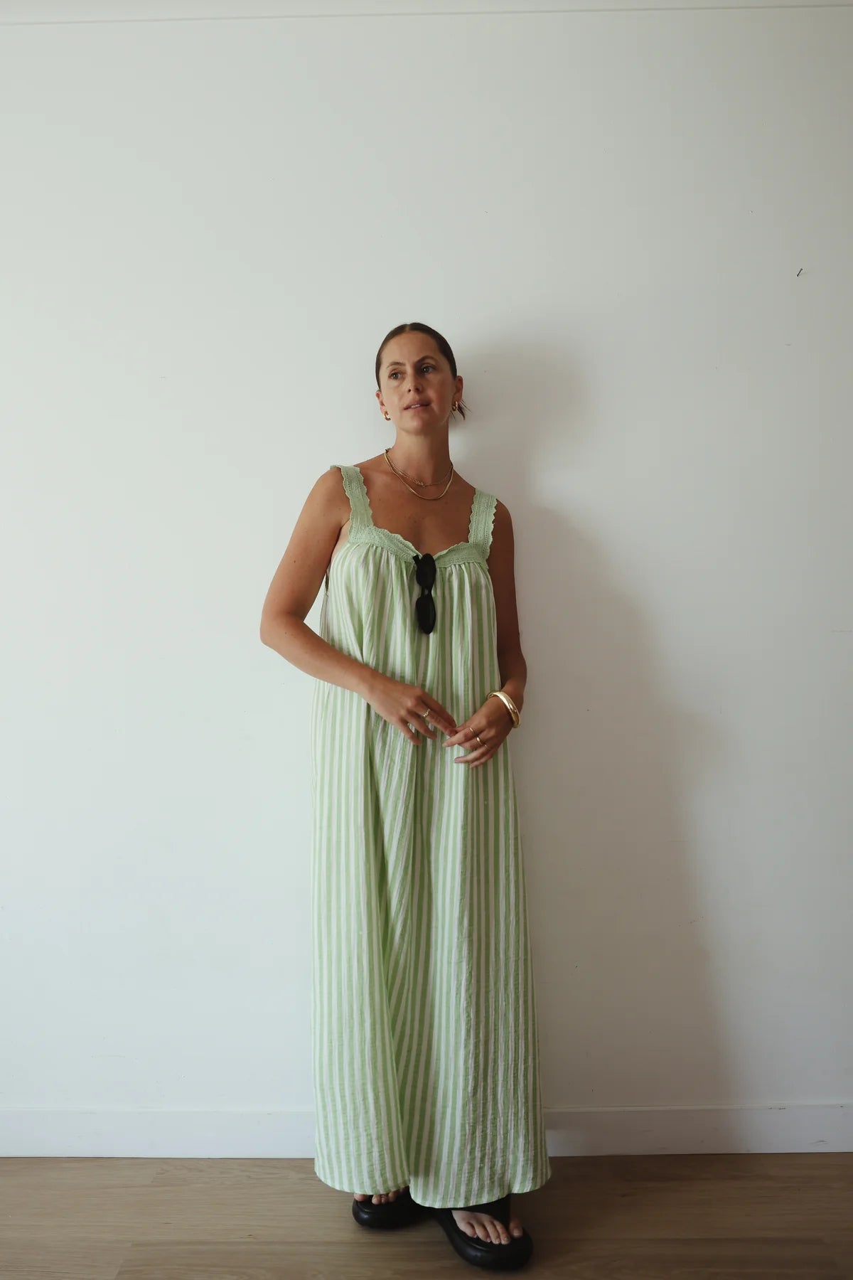 The Juno Slip | Green Stripe
