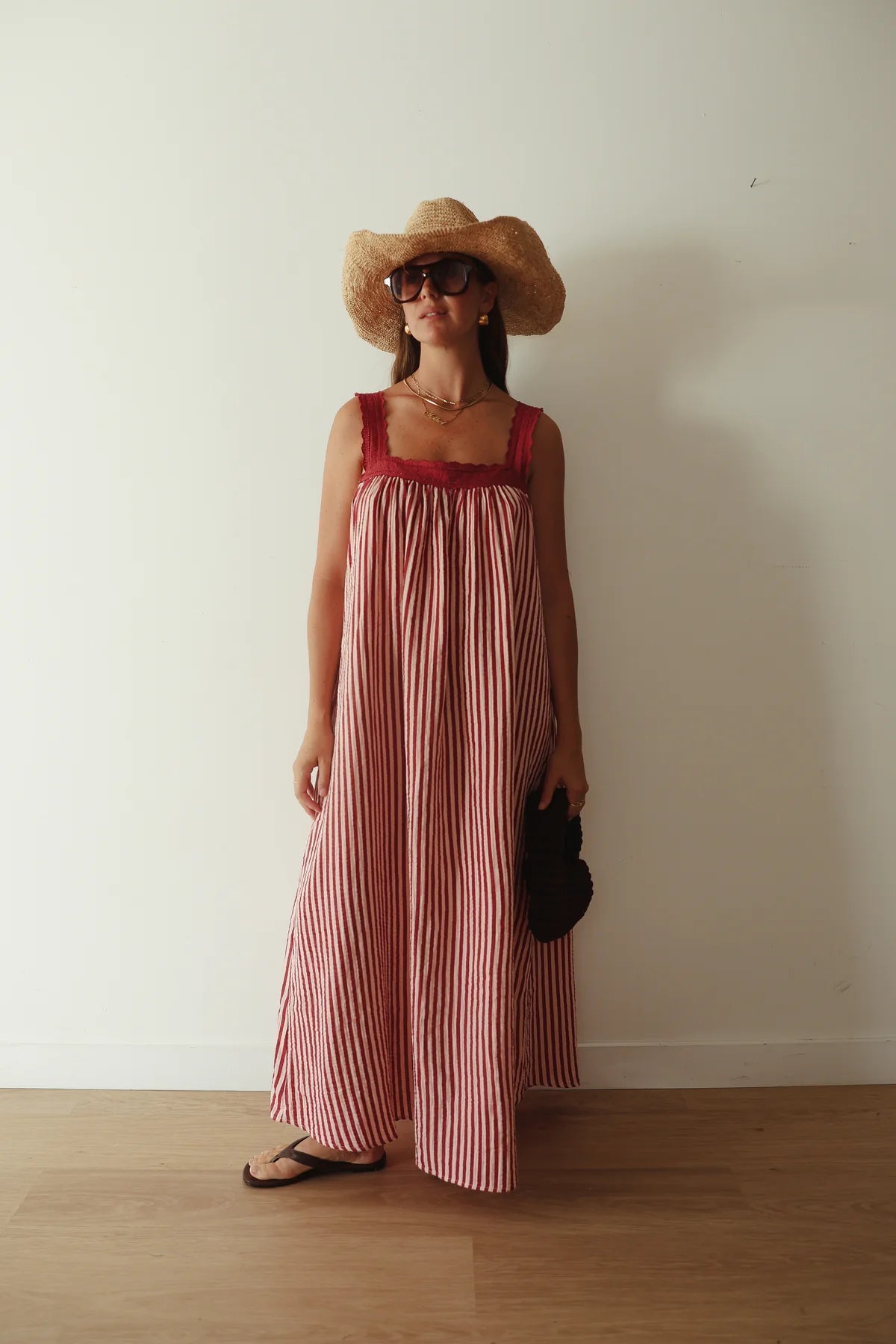 The Juno Slip | Pink & Wine Stripe