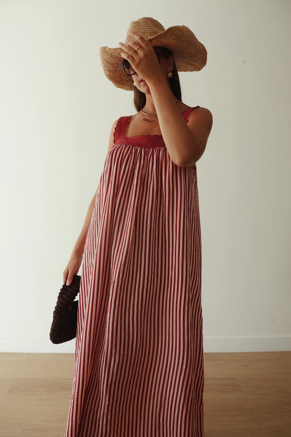 The Juno Slip | Pink & Wine Stripe
