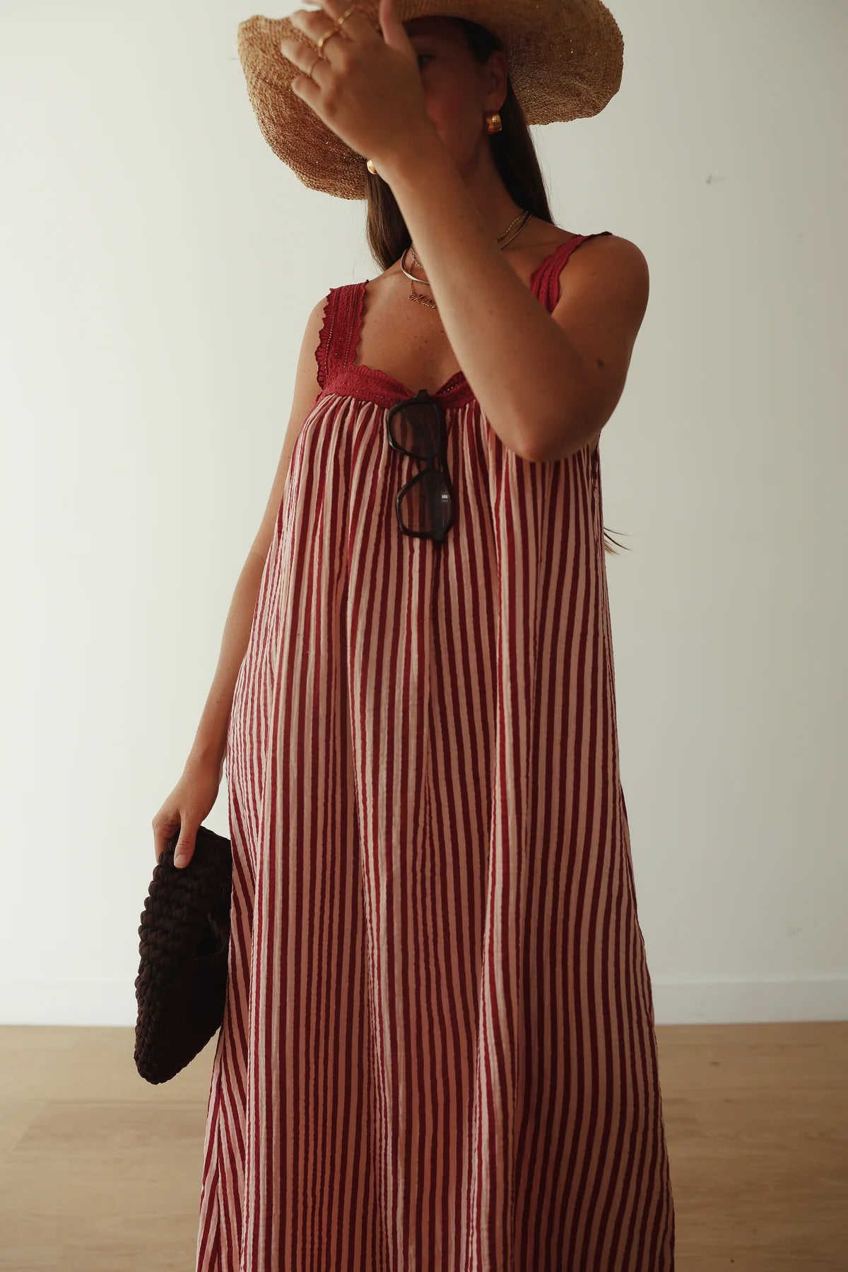 The Juno Slip | Pink & Wine Stripe
