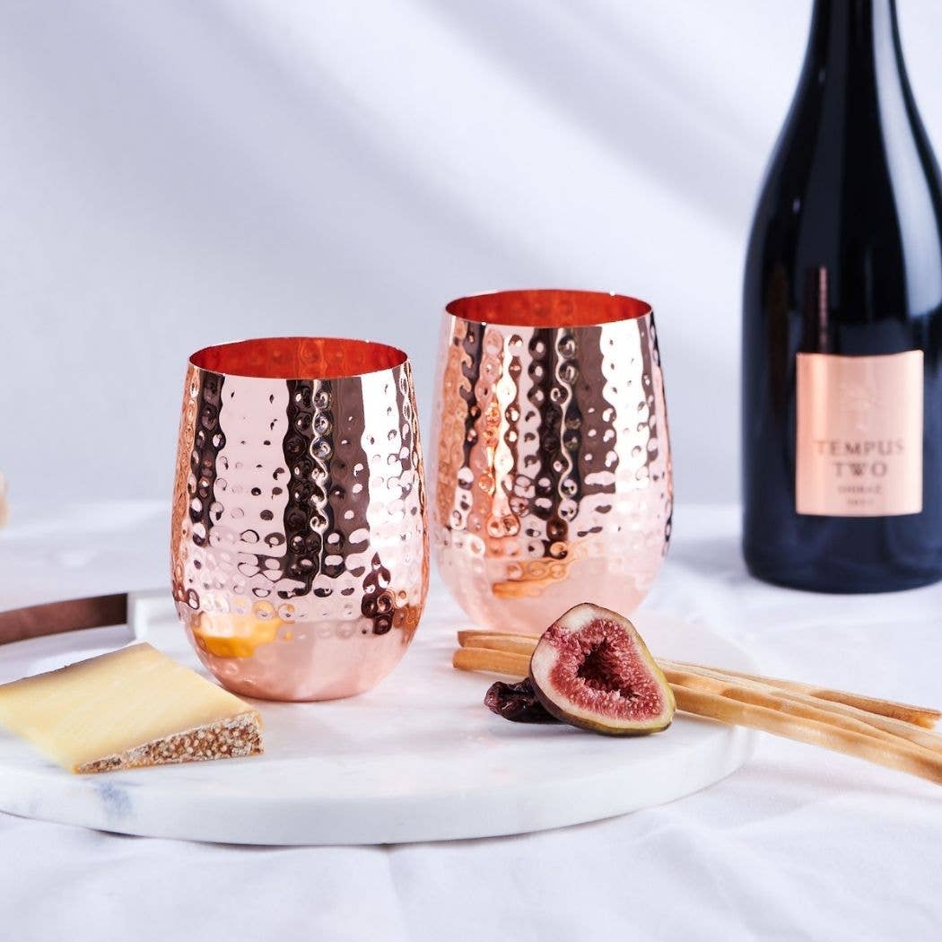 Unboxed Copper Hammered Glasses