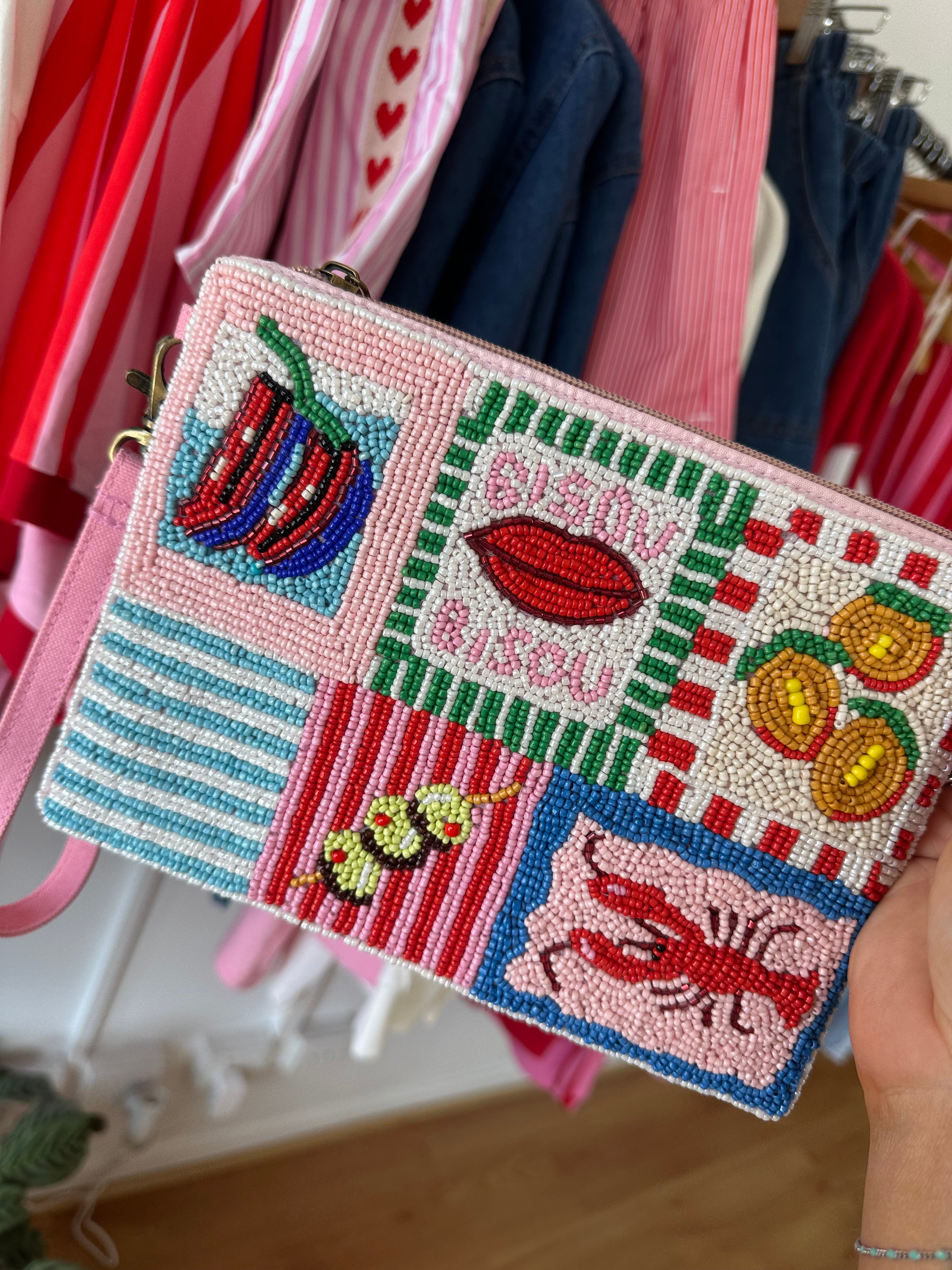 Beaded Clutch Bag - Bisou Bisou