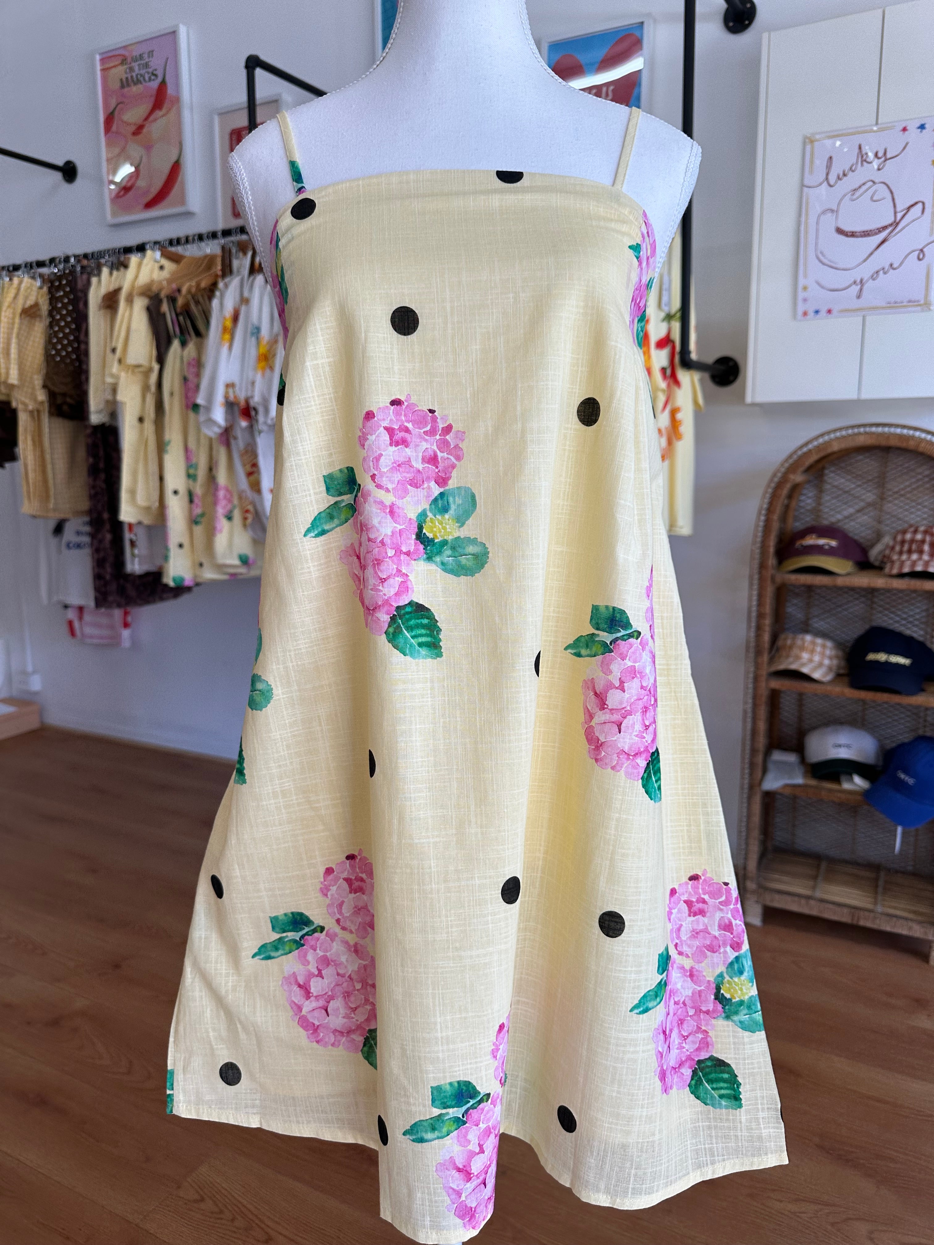 Yellow Hydrangea Mini Dress