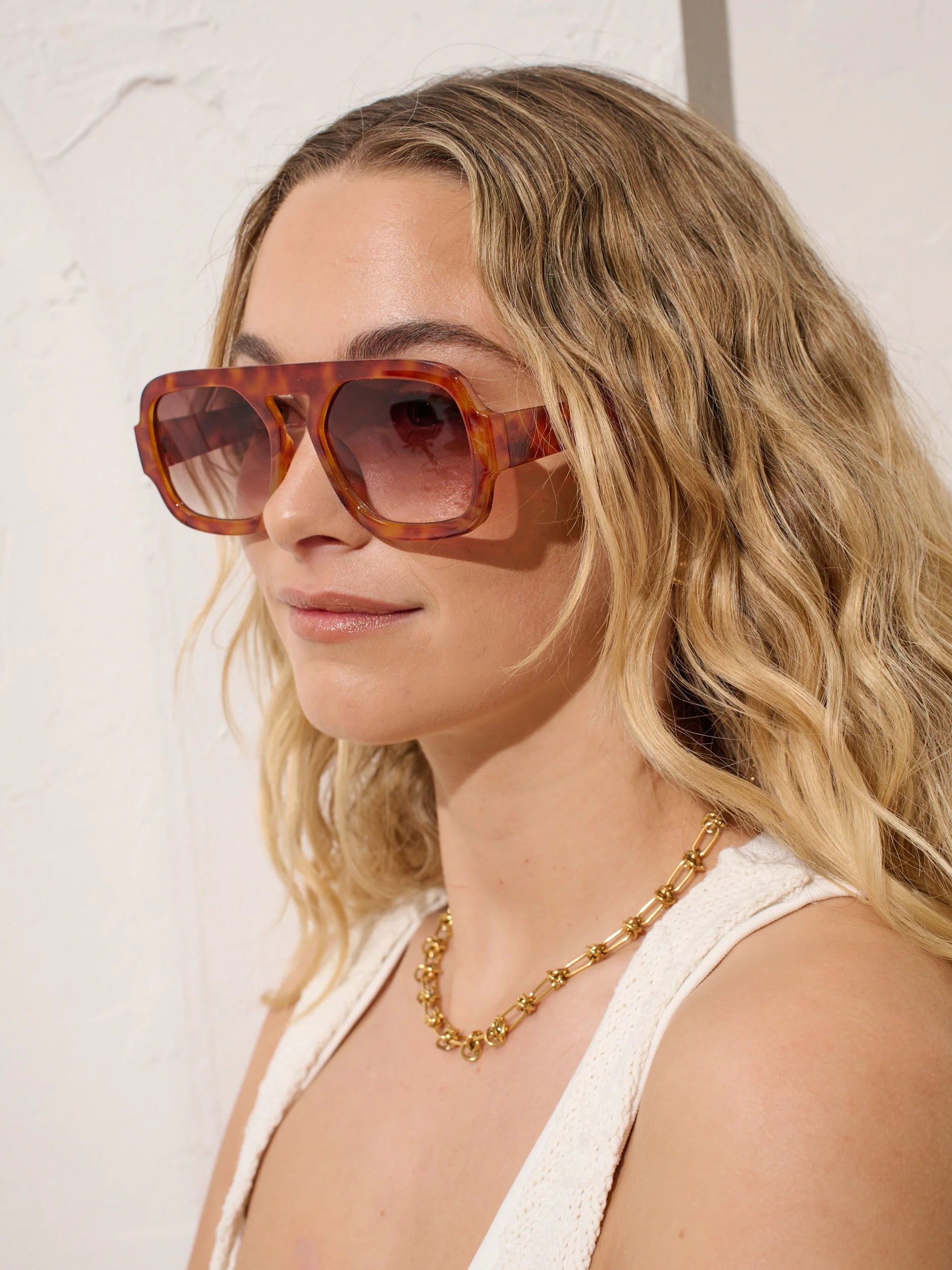 L&S Retro Aviator Sunglasses - Vintage Tort