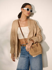 Piccolo Petit Straw Bag in Tan