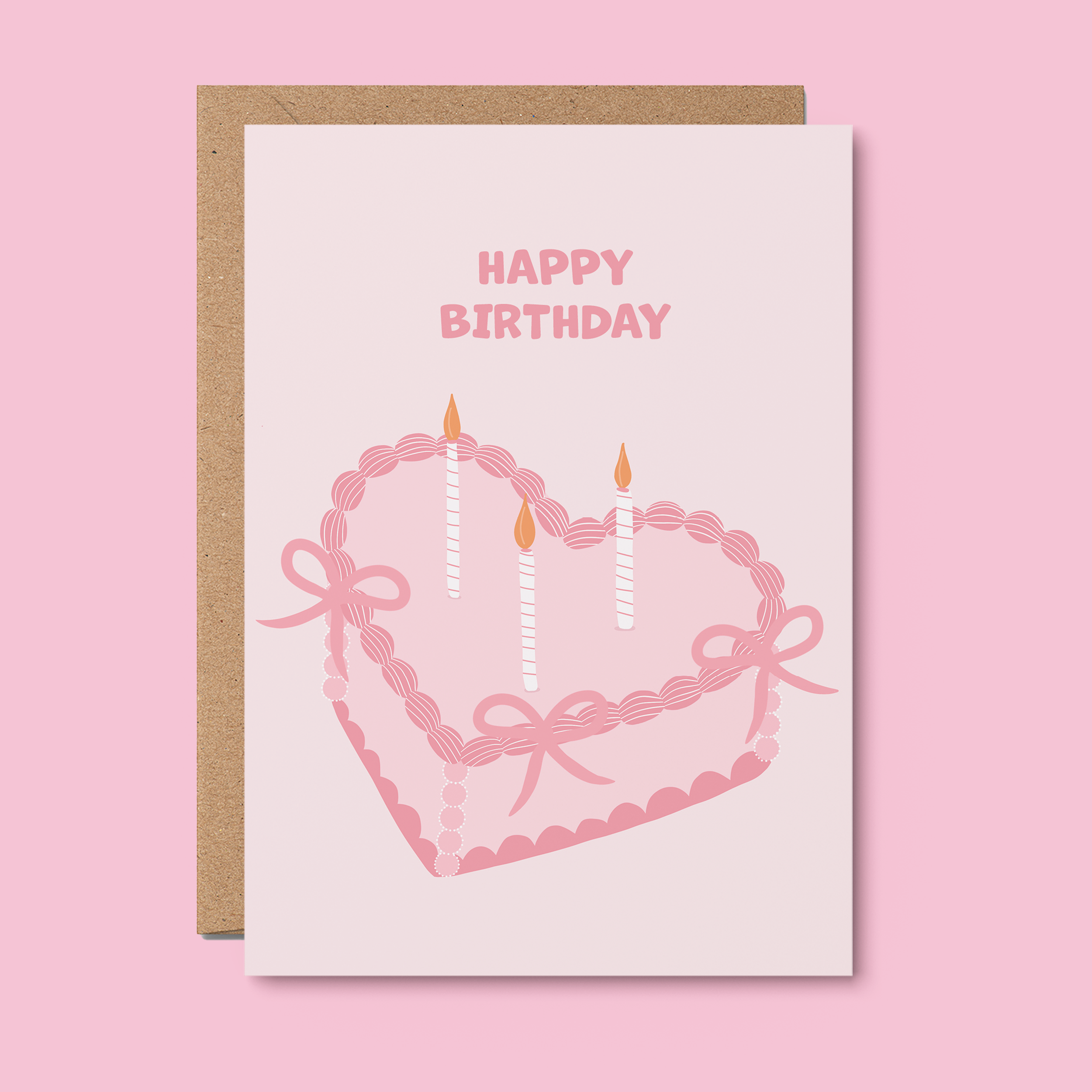 Pink Vintage Cake Birthday Card