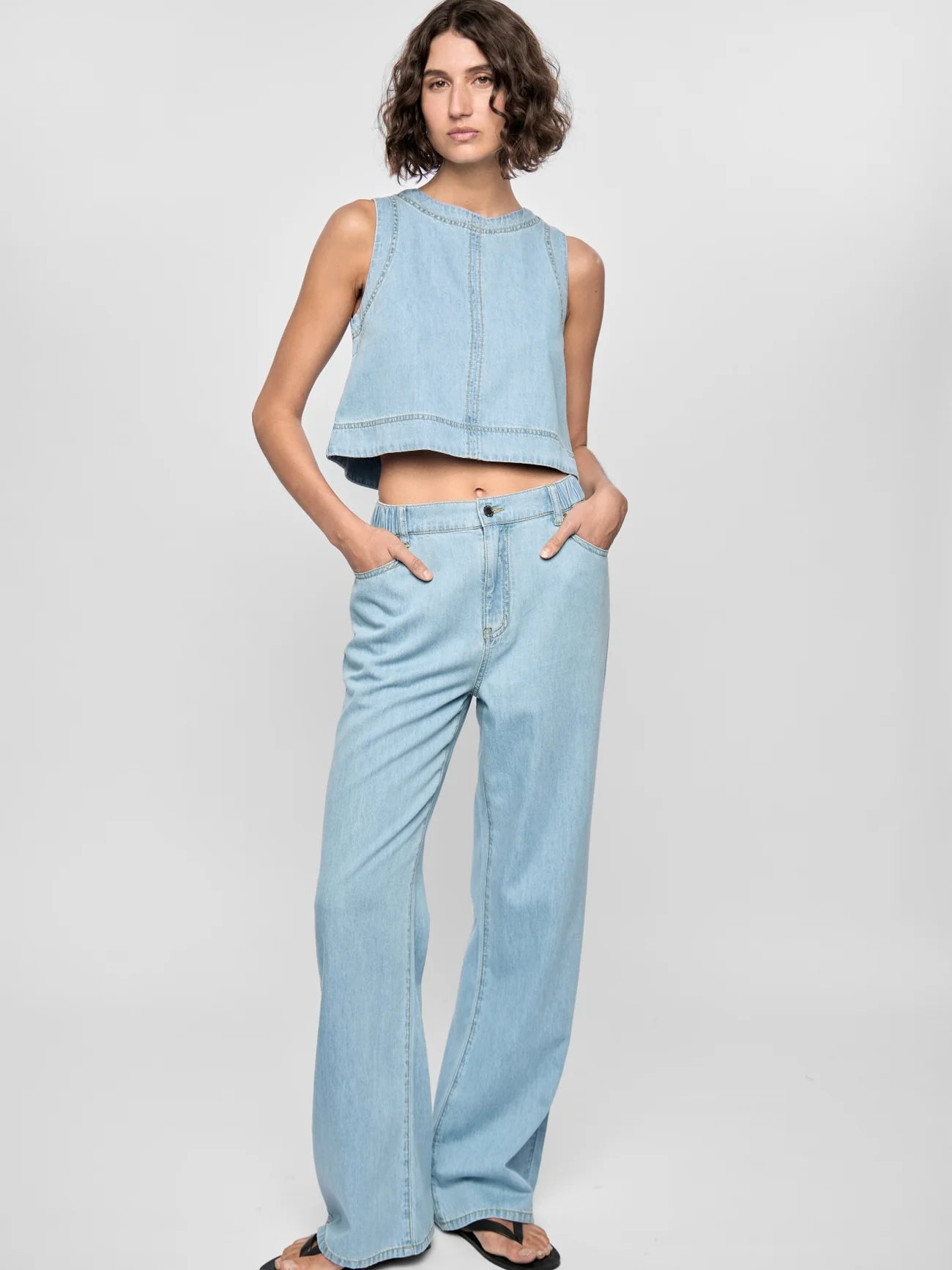 Staple The Label - Amelia Chambray Top | Light Wash Blue
