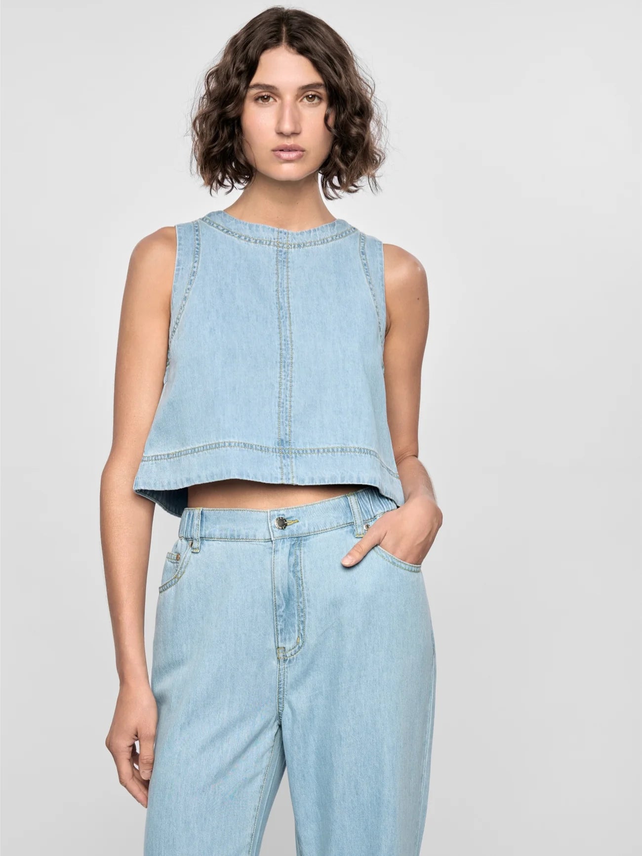 Staple The Label - Amelia Chambray Top | Light Wash Blue
