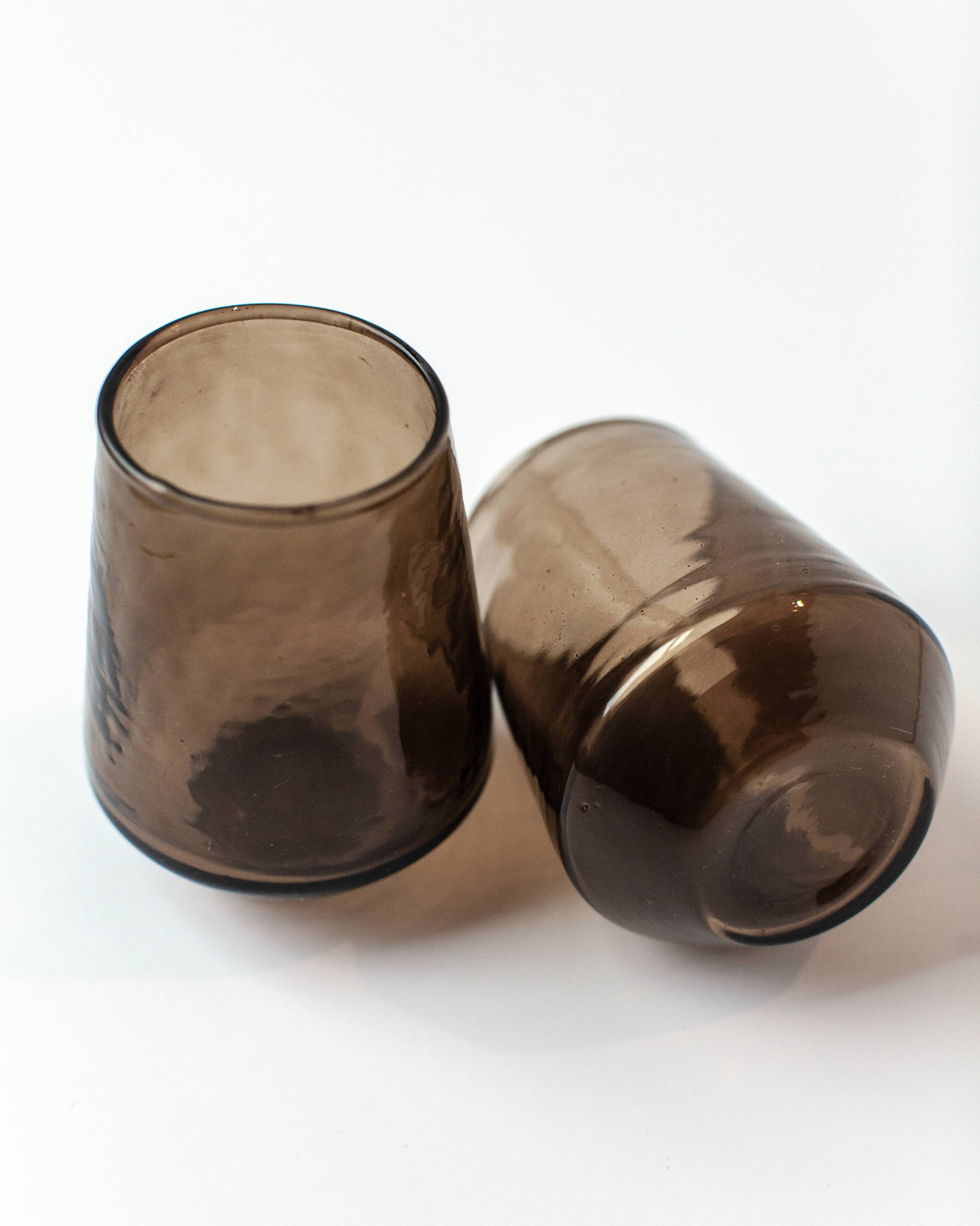 Handblown Hammered Glass Water Tumbler - Set of 2: Clear