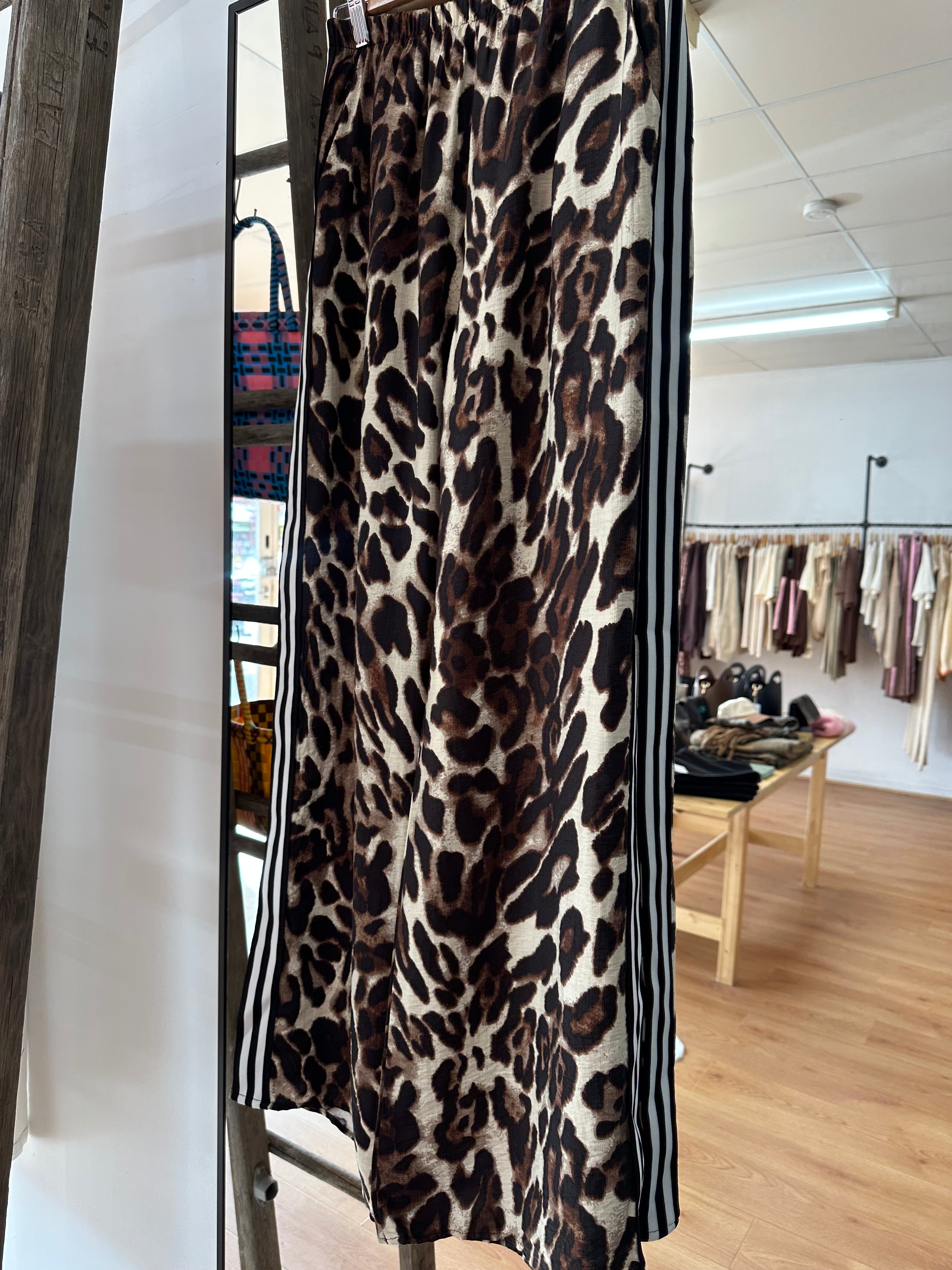 By Frankie Racer Pant | Leopard W Black Stripes