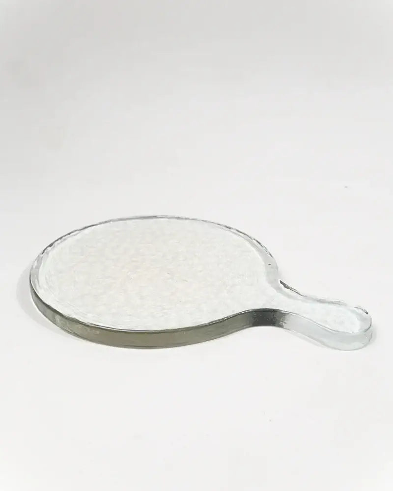 Hammered Glass Round Serving Board: Blush