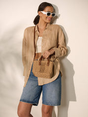 Piccolo Petit Straw Bag in Tan