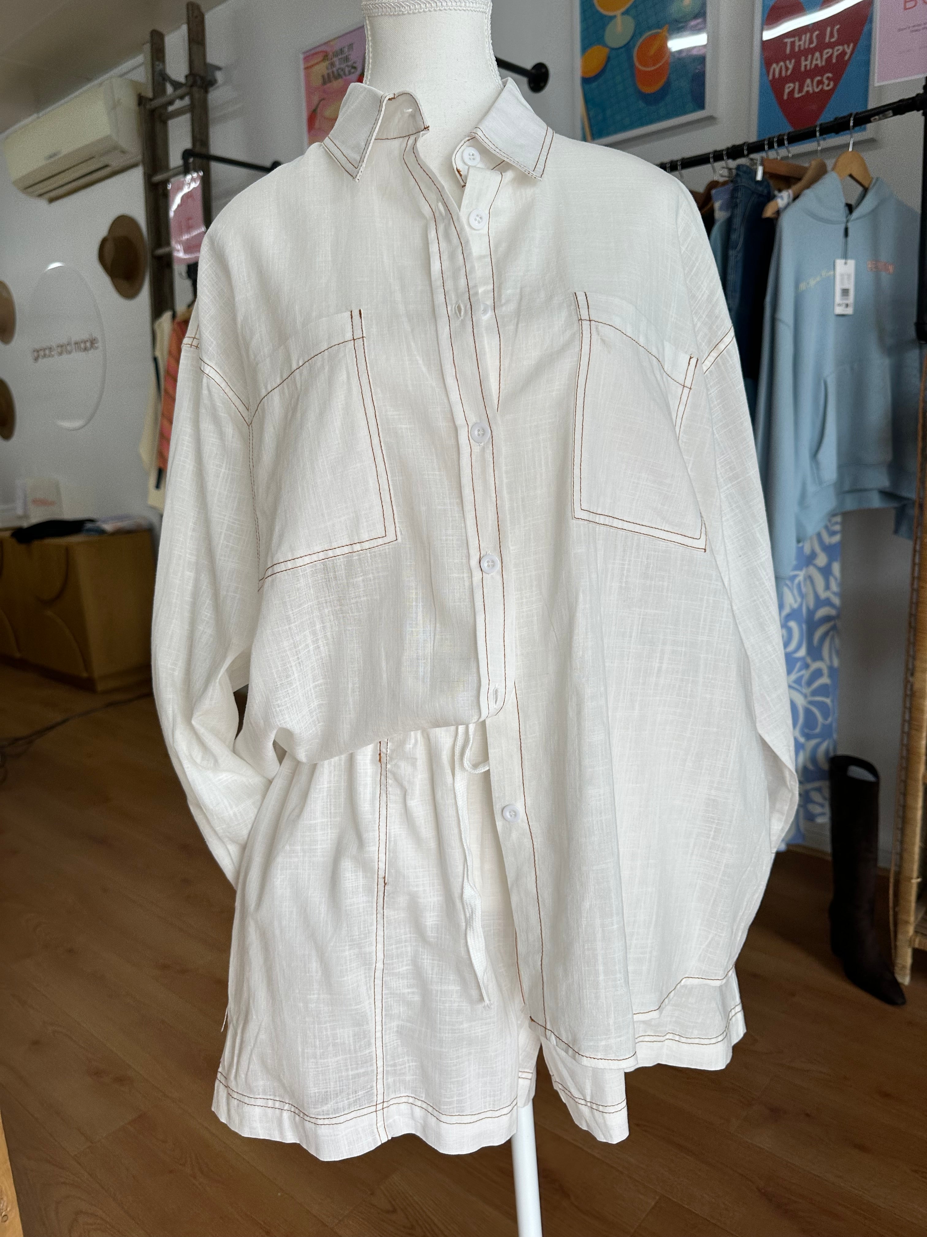 By Frankie Elodie Denim Shorts| White