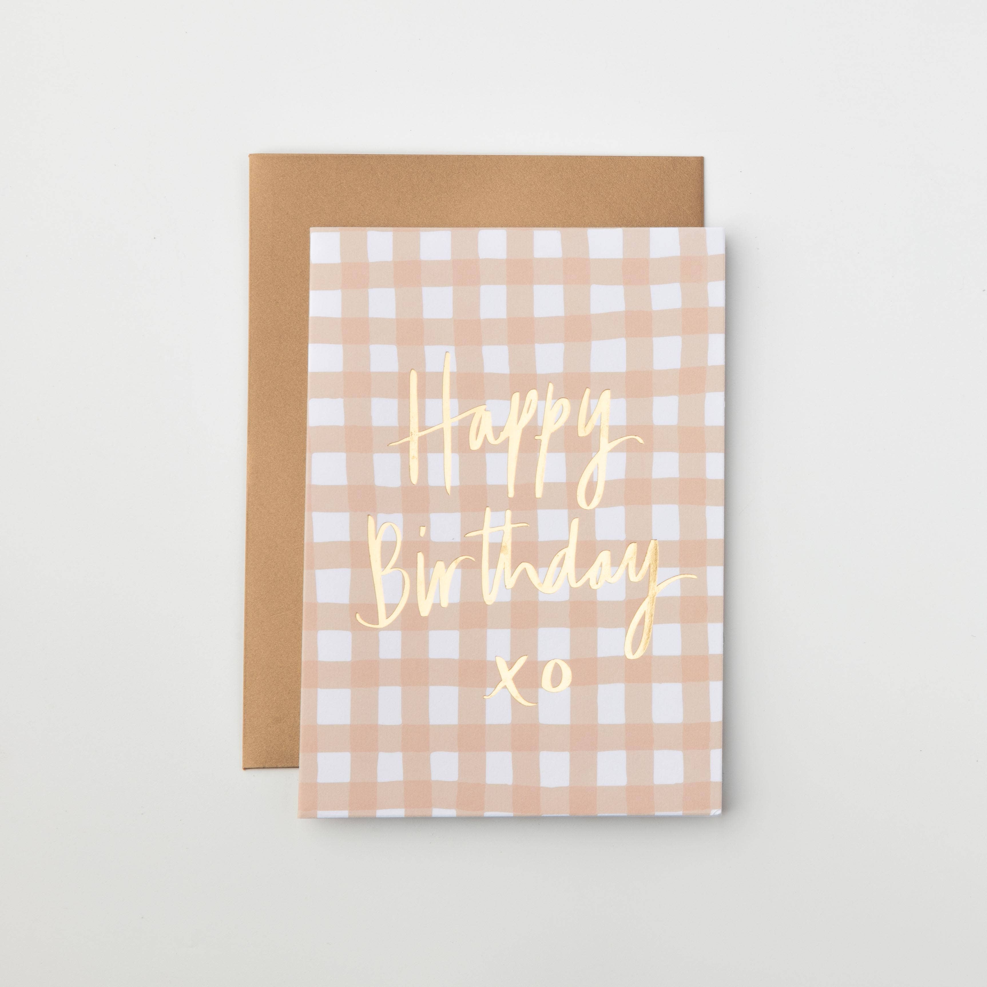 Happy Birthday xo (Gingham) Greeting Card