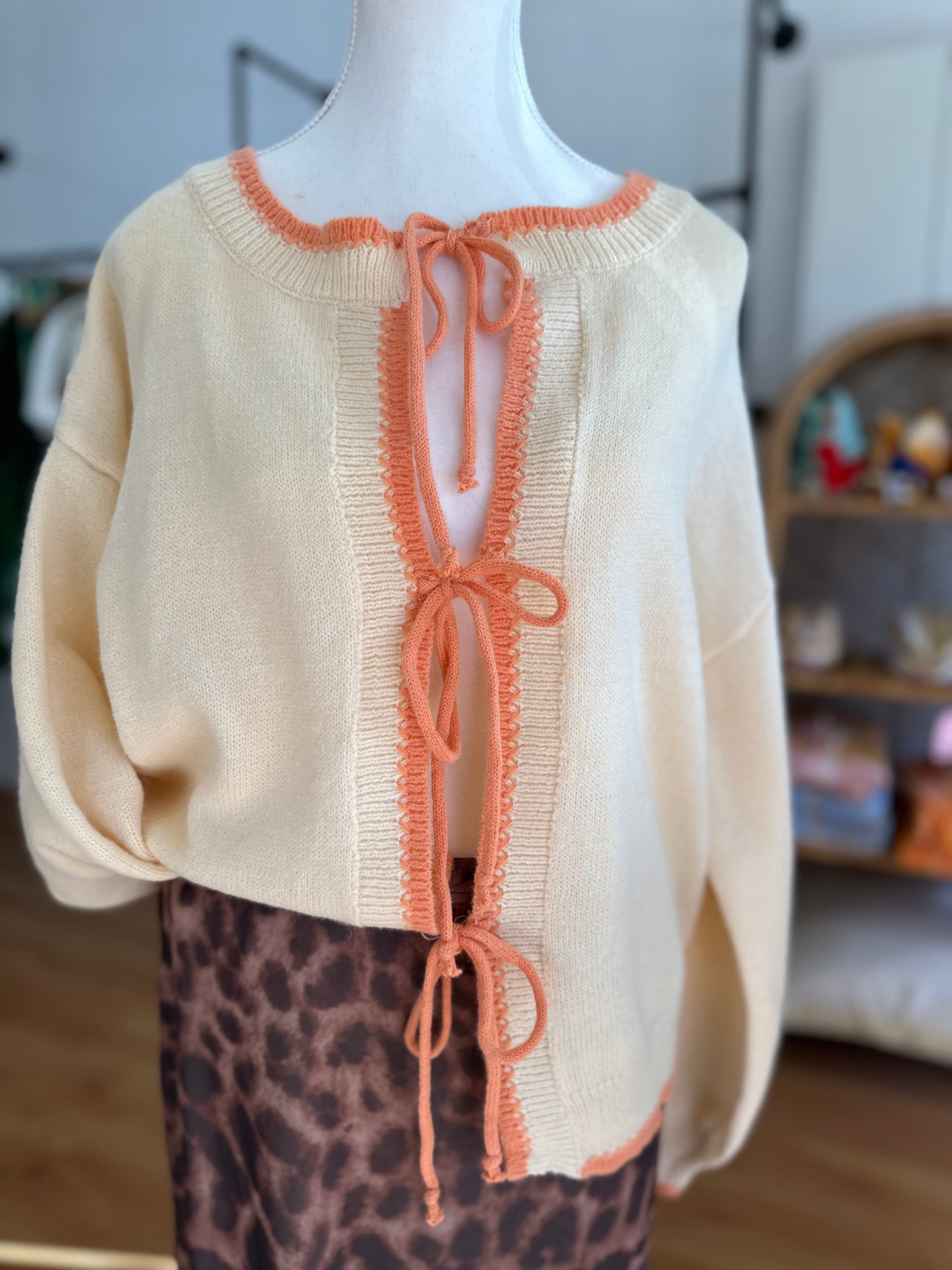 By Frankie Mila Tie Knit | Cream & Orange