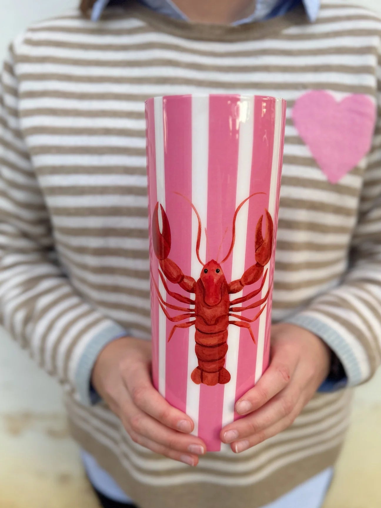 Lobster Striped Vase | Pink\Red