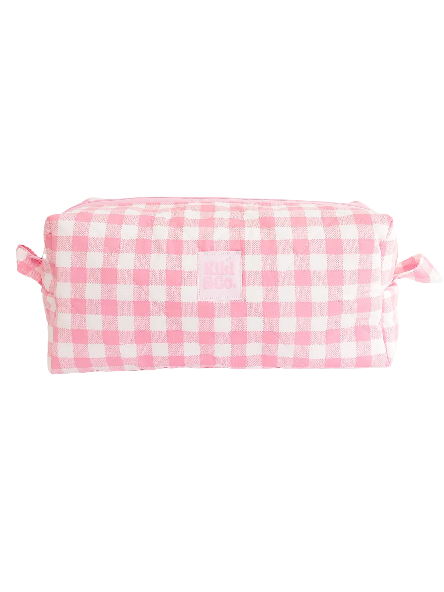 Quilted Makeup Bag | Pink Gingham