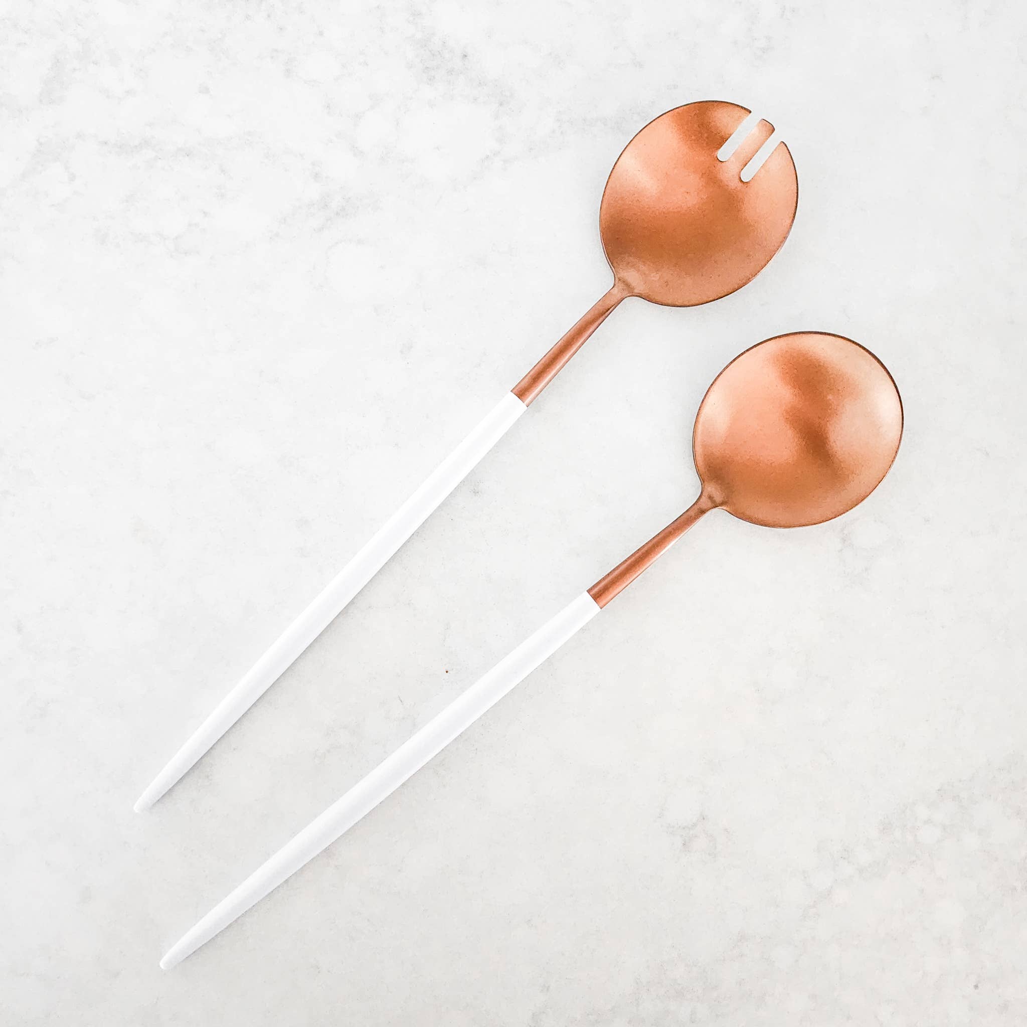 Copper & White Salad Servers