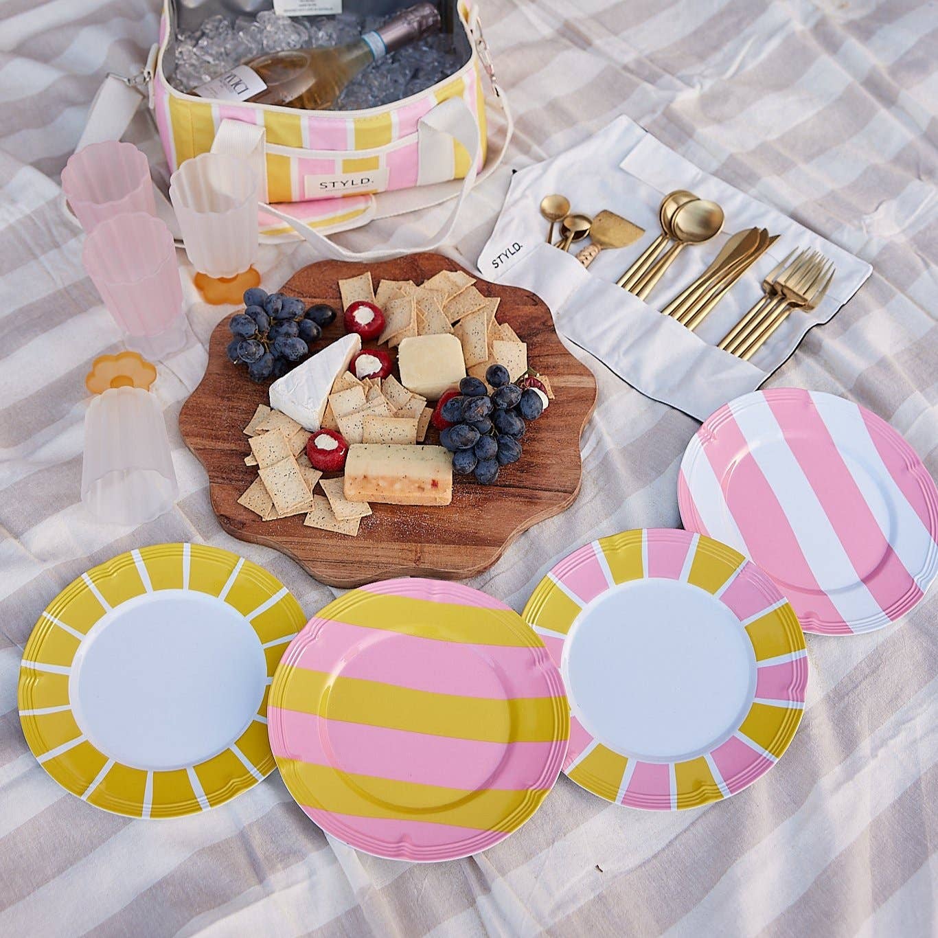 Baby, Let's Go Outside Melamine Plate Set | Striped