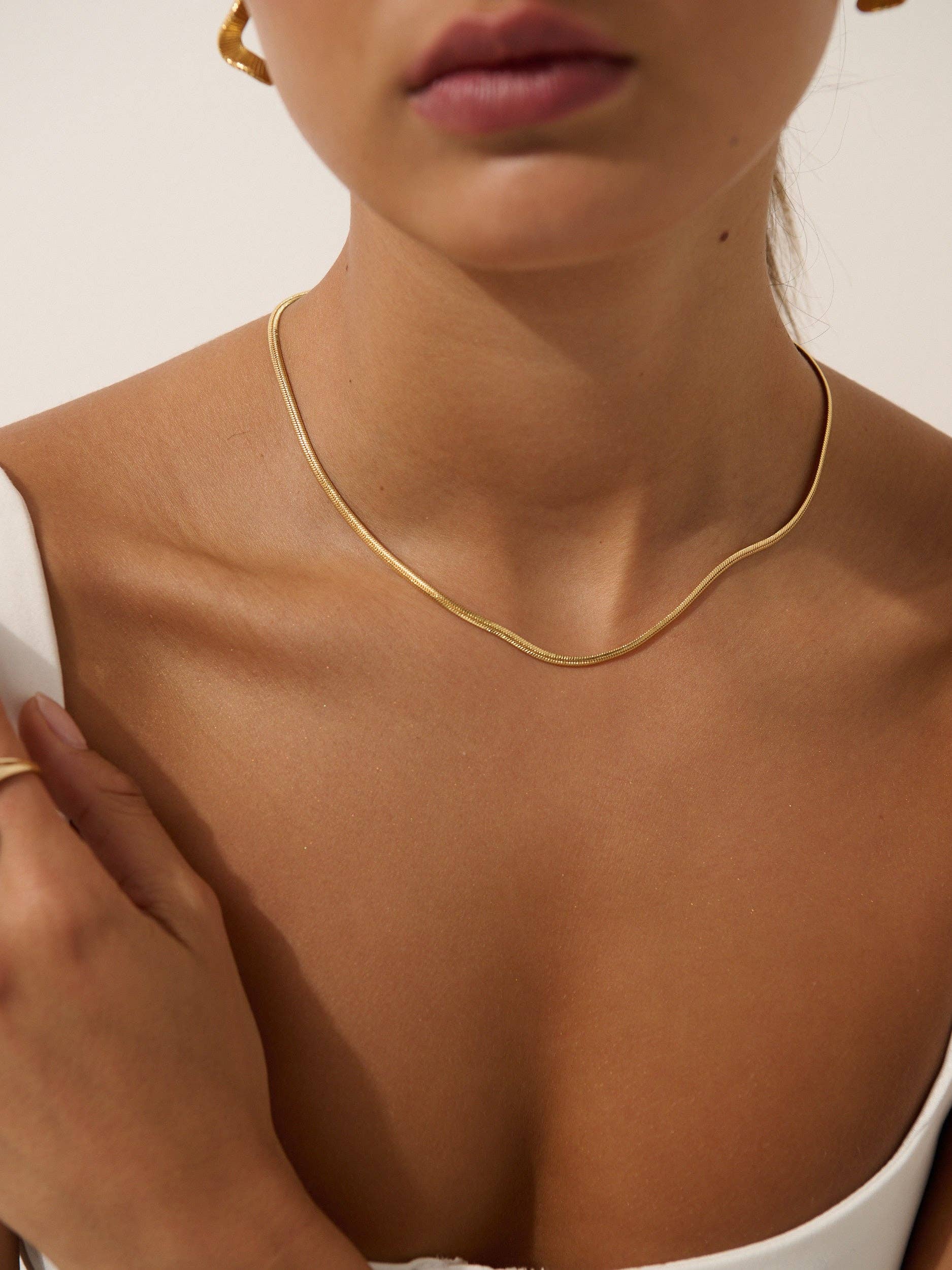 3mm Snake 18K Gold Plated Necklace