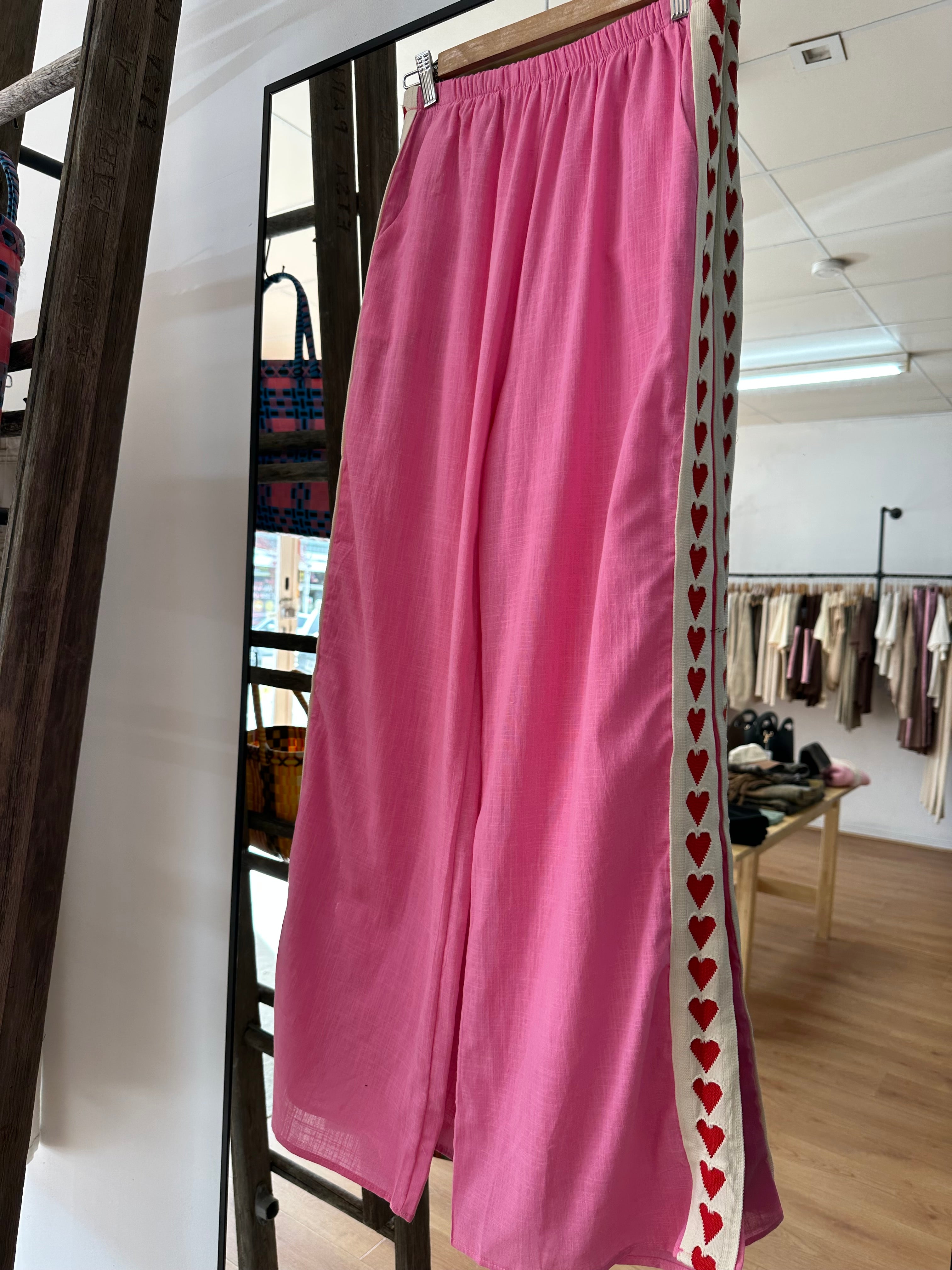 By Frankie Racer Pant | Pink With Hearts