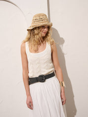 Crochet Summer Straw Hat in Natural