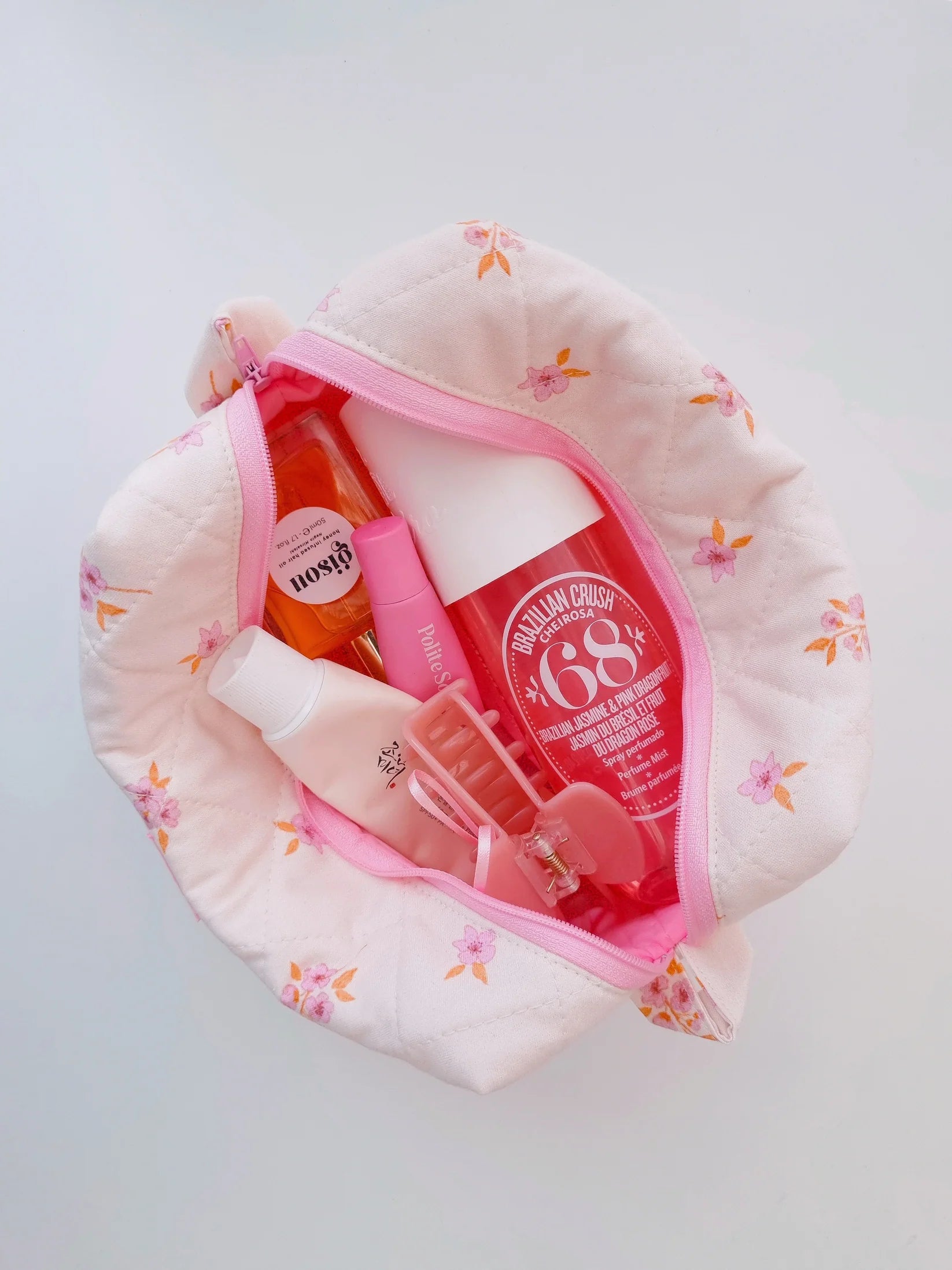 Quilted Makeup Bag | Cherry Blossom