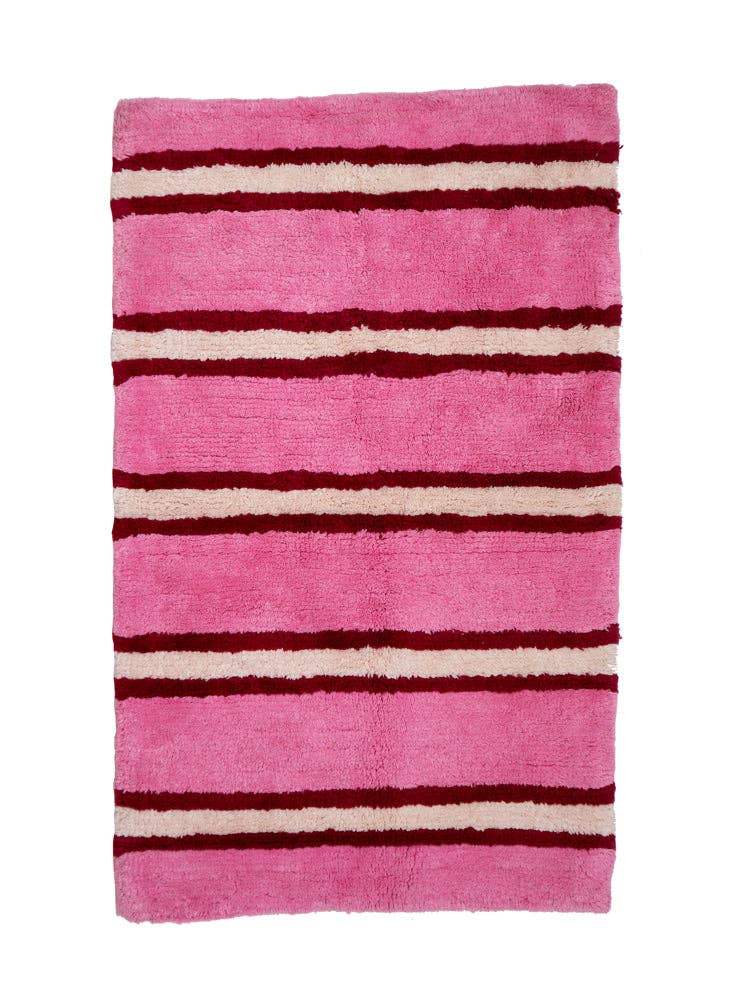 Raspberry Stripe Bath Mat