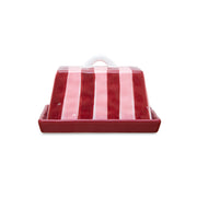 Large Butter Dish | Pink & Burgundy Striped