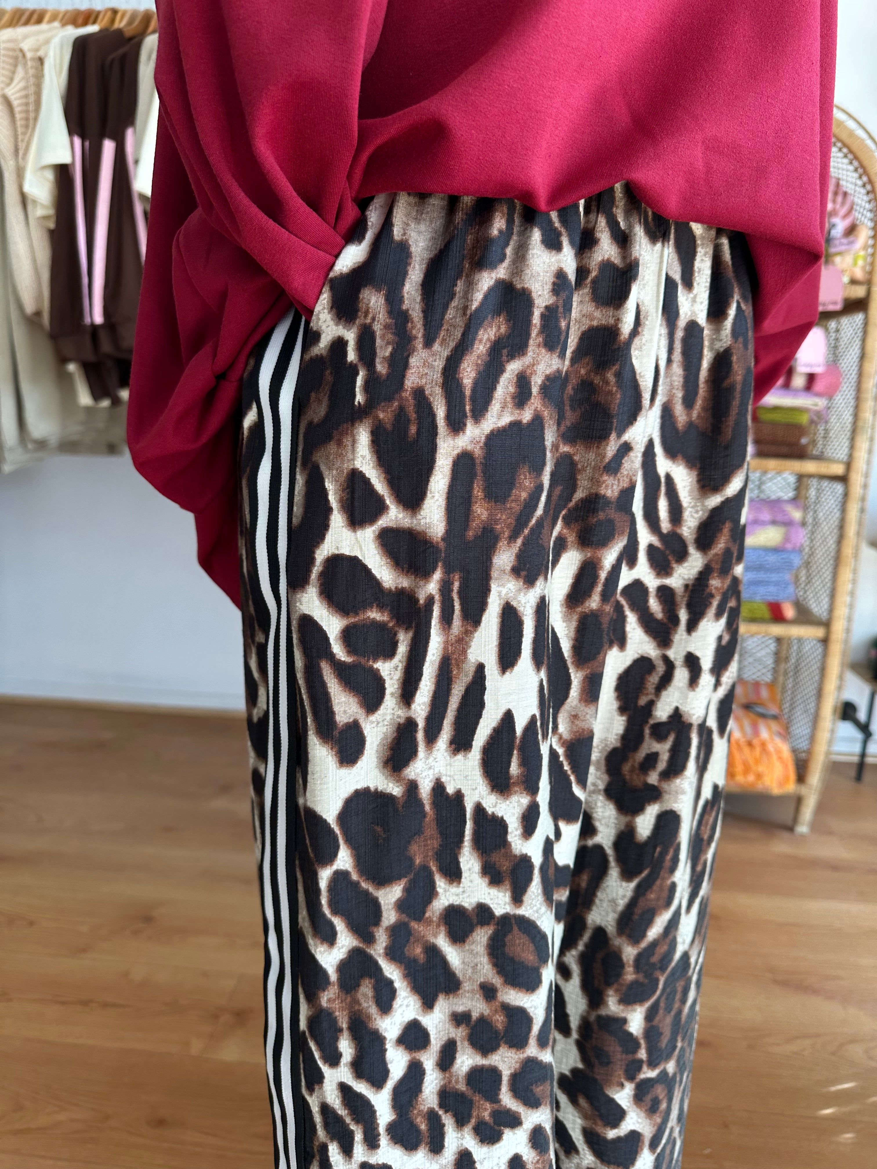 By Frankie Racer Pant | Leopard W Black Stripes