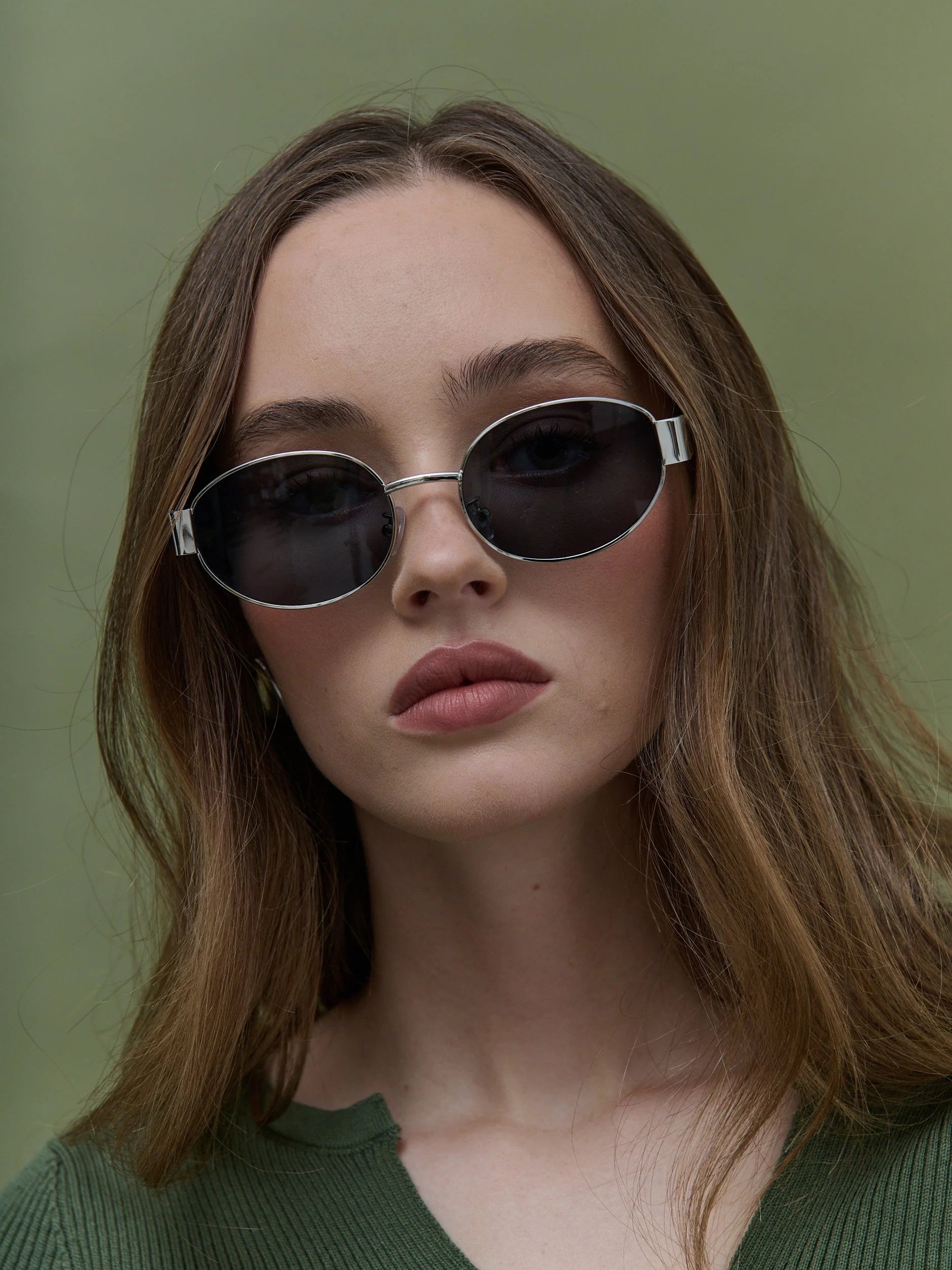 L&S Round Metal Oval Sunglasses- Black