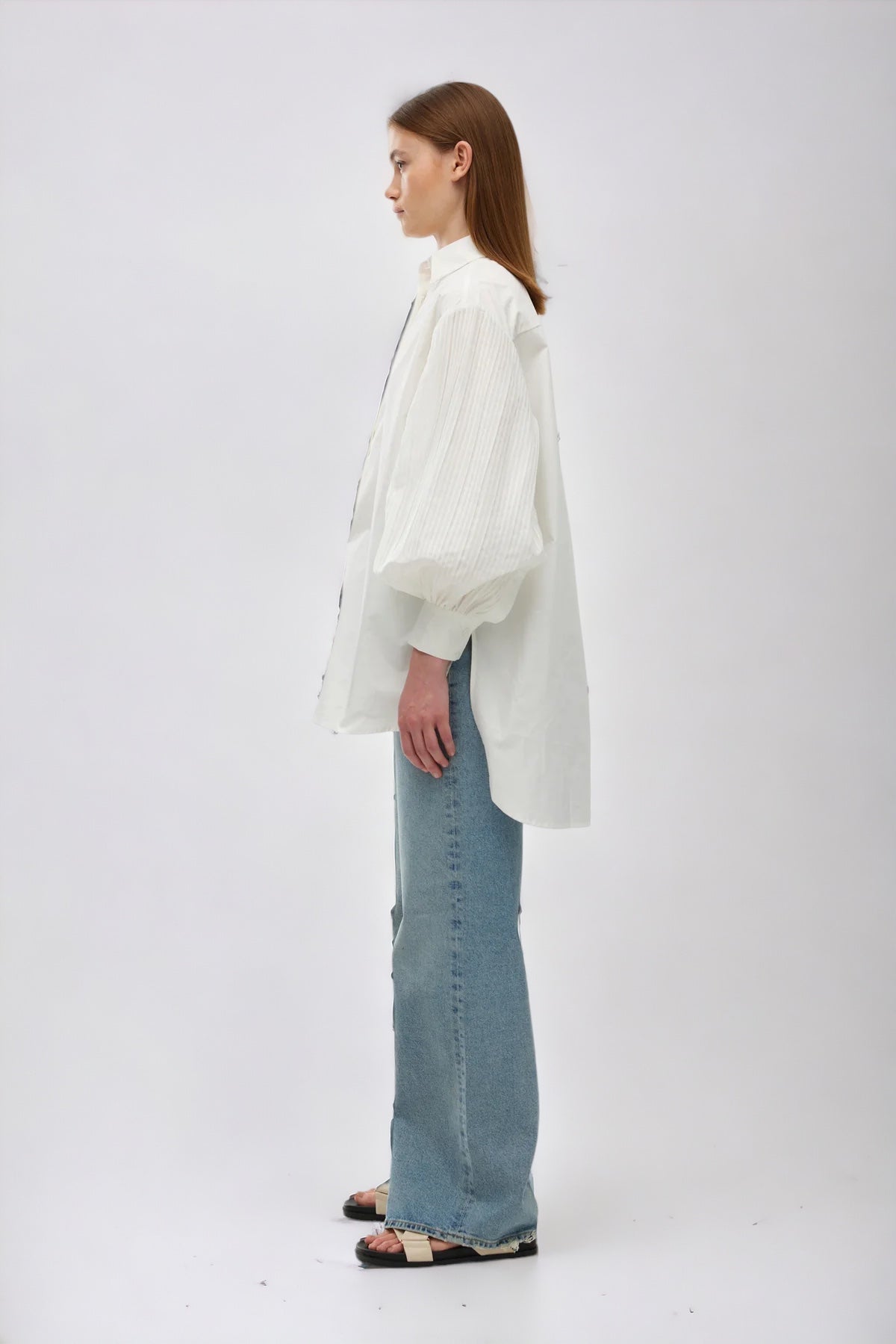 Harlow Pleat Shirt | Ivory