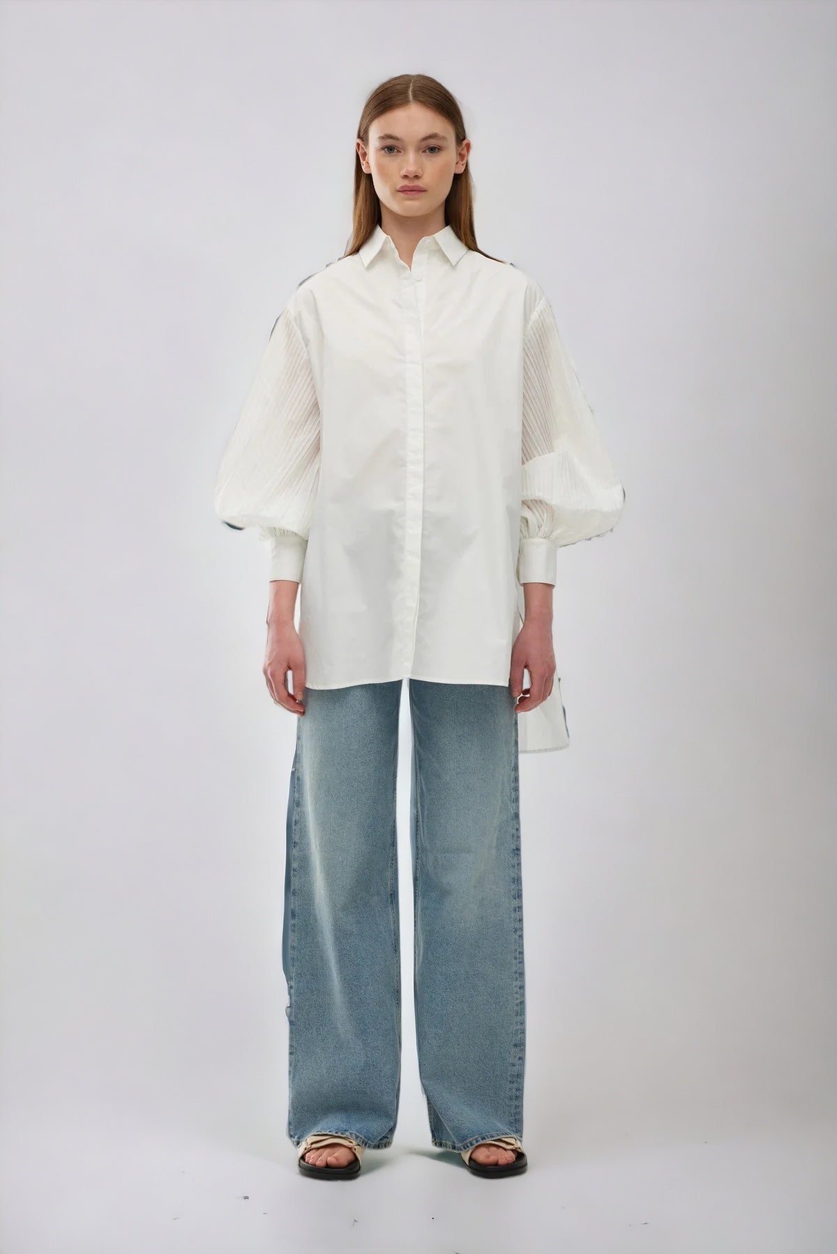 Harlow Pleat Shirt | Ivory