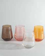 Handblown Hammered Glass Water Tumbler - Set of 2: Blush